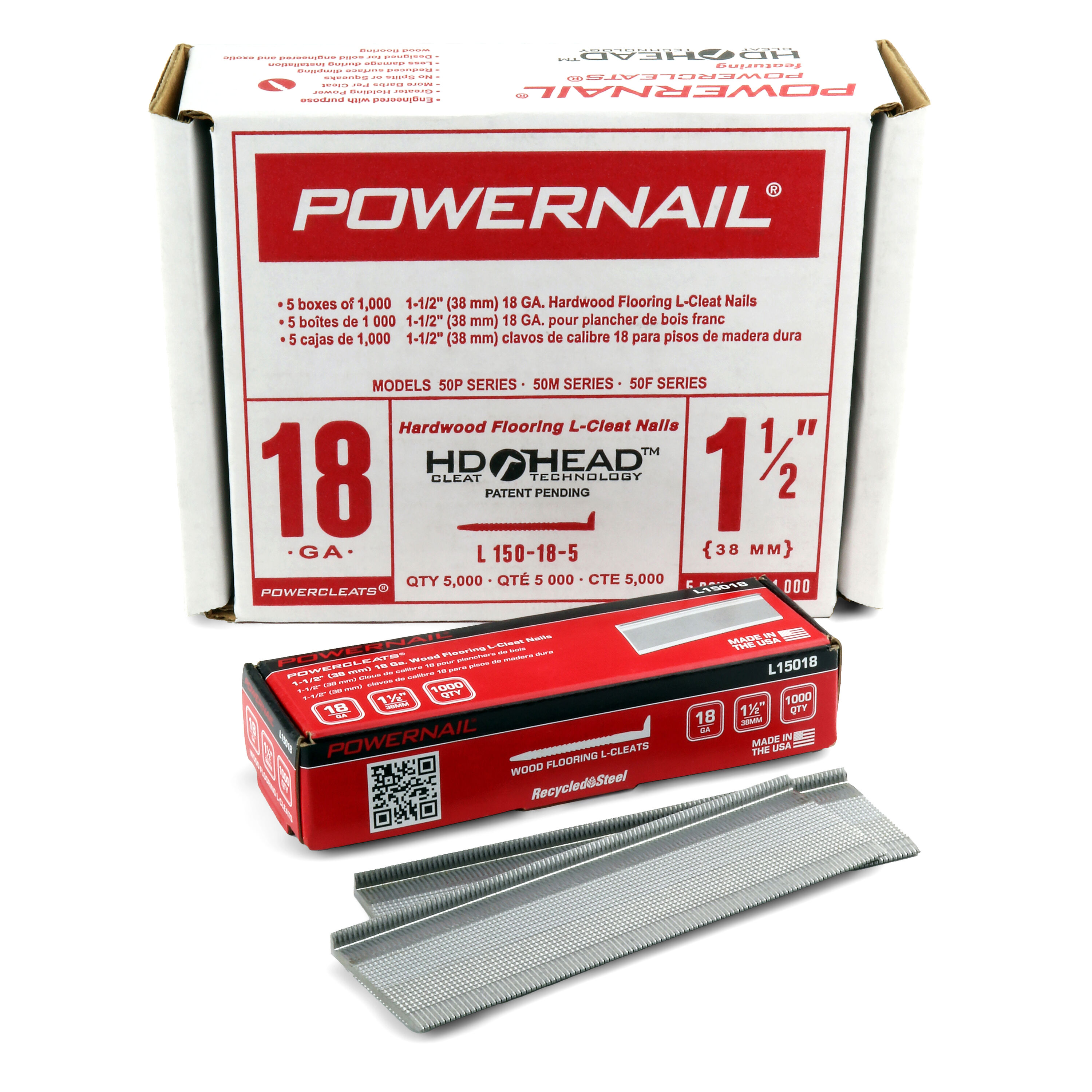 Powernail L150185 1-1/2-in 18 -Gauge Smooth Shank Adhesive Collated Flooring Nails 5000 -Per