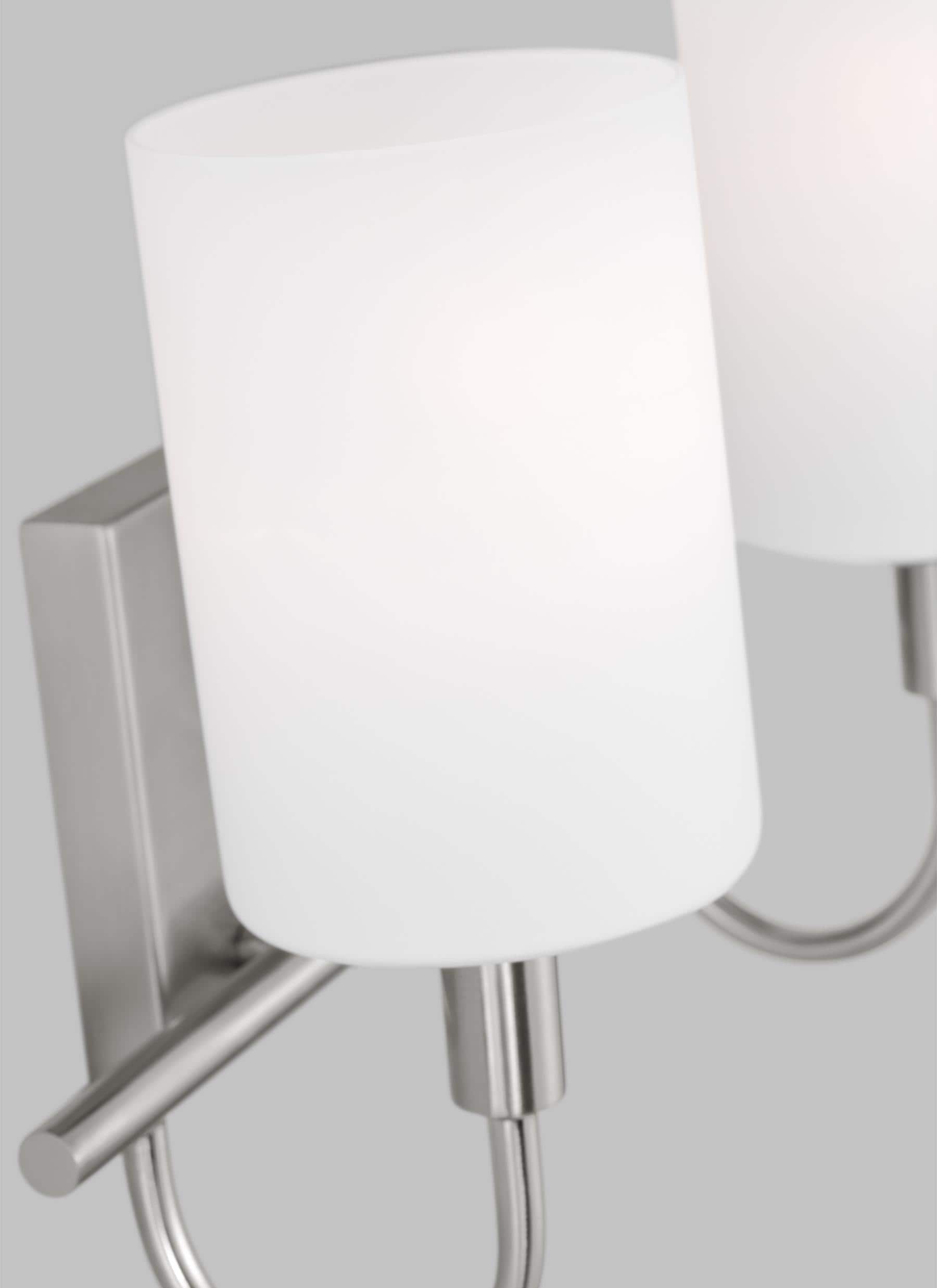 Oak Moore 13.875" Brushed Nickel 2-Light Bath Vanity with Etched Glass