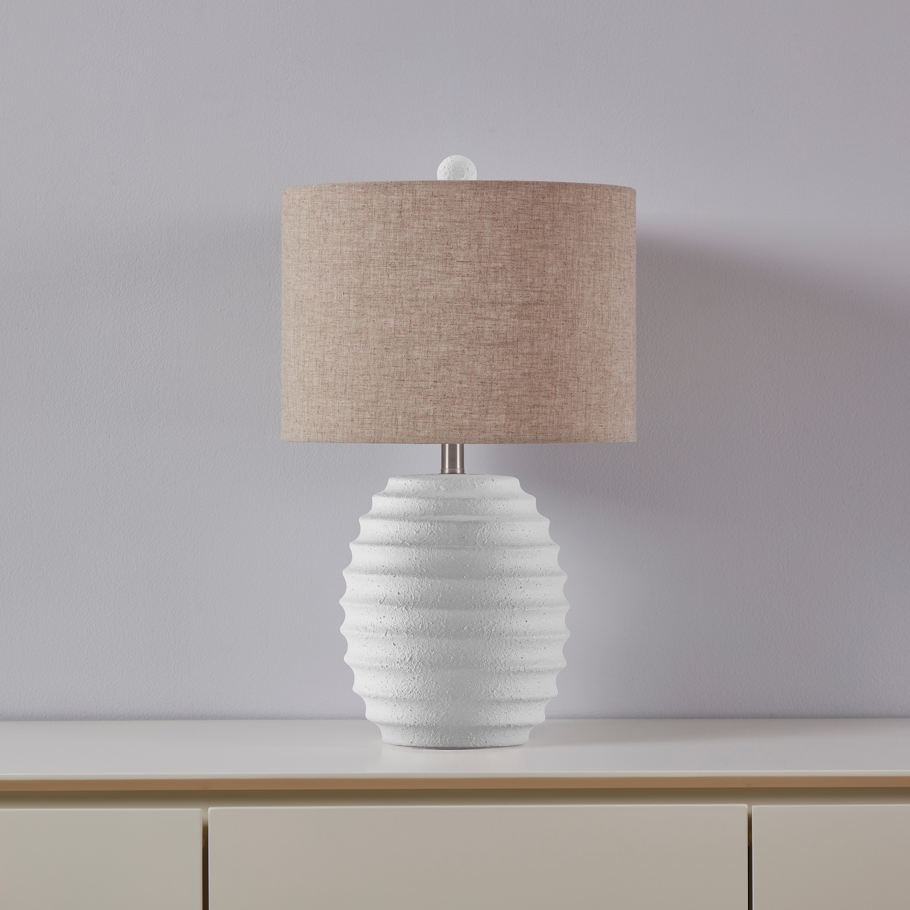 KAWOTI 21269 20-in White Rotary socket Table Lamp with Linen Shade