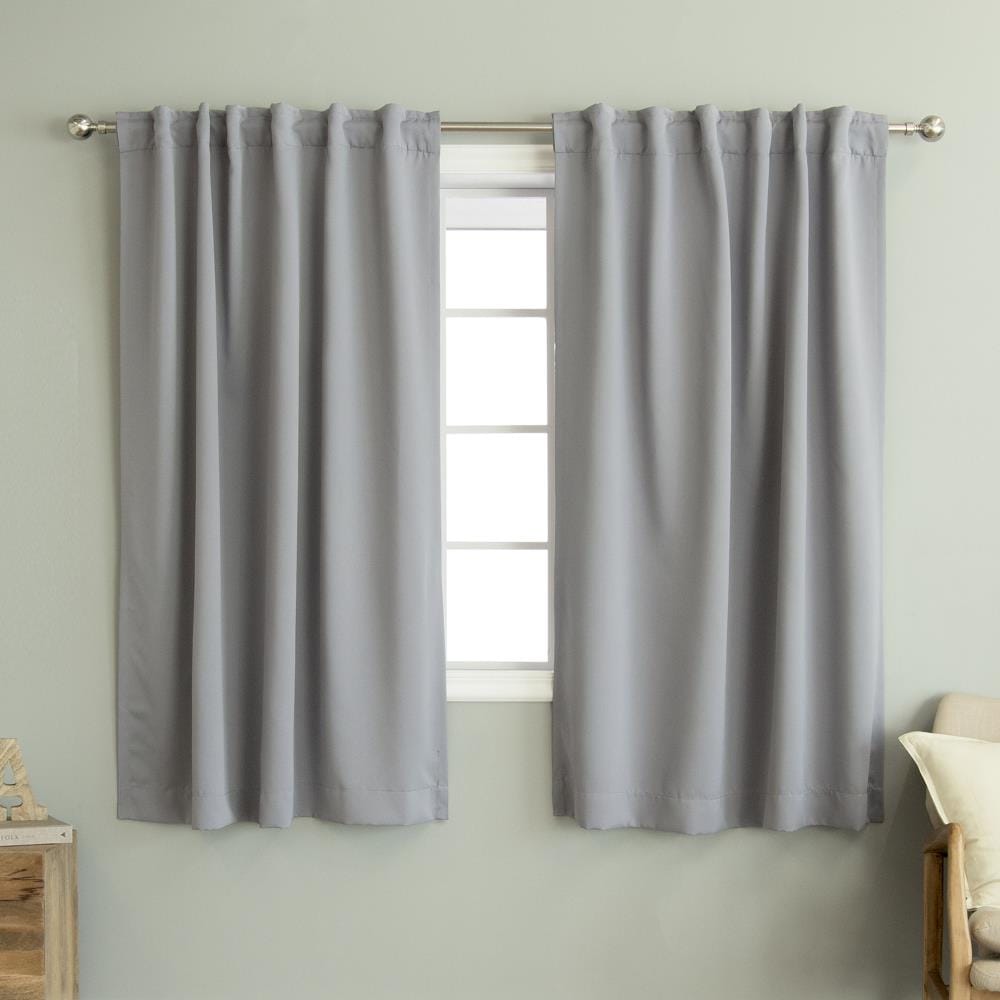 Best Home Fashion SOLID-63-GREY 63-Inches Grey Blackout Back tab Curtain panel pair