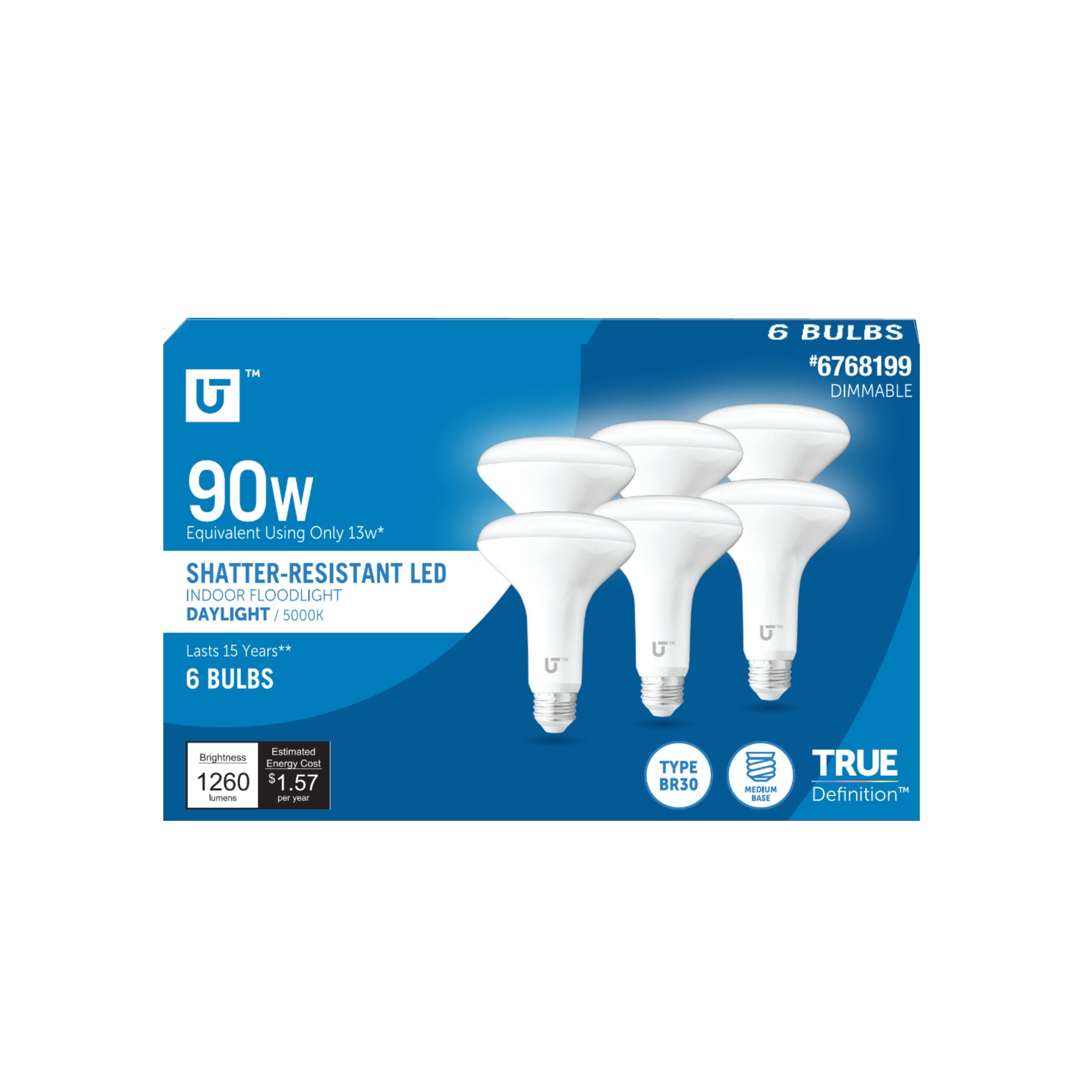 Utilitech BR30909506CT 65 -Watt EQ Medium base (E-26) LED Spot Flood Light Bulb