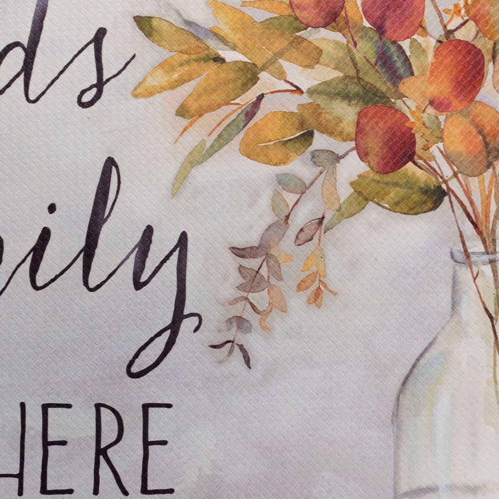 Grey and Yellow Eucalyptus Floral Anti-Fatigue Kitchen Mat, 20"x36"