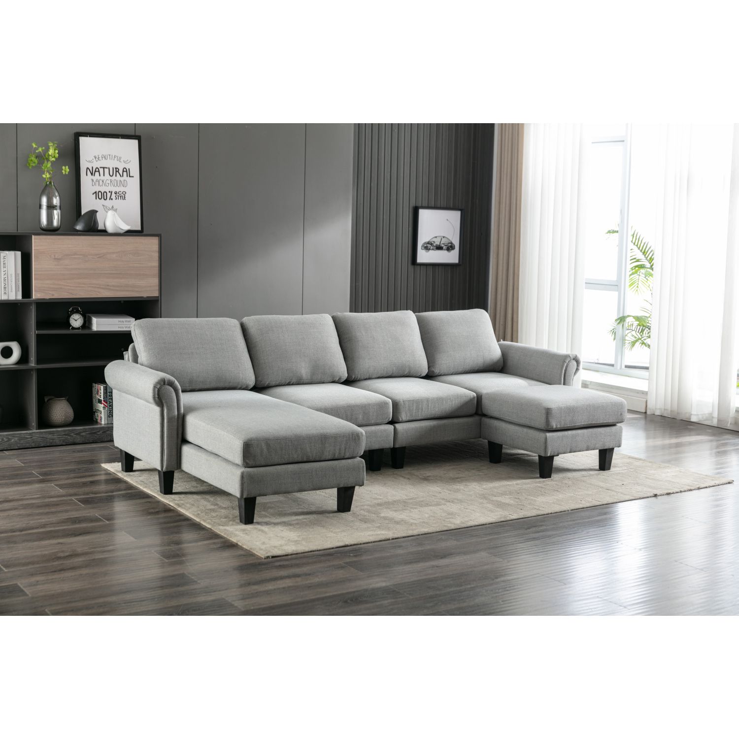 JASMODER W395S00060 60.63-in Modern Light Gray Sofa