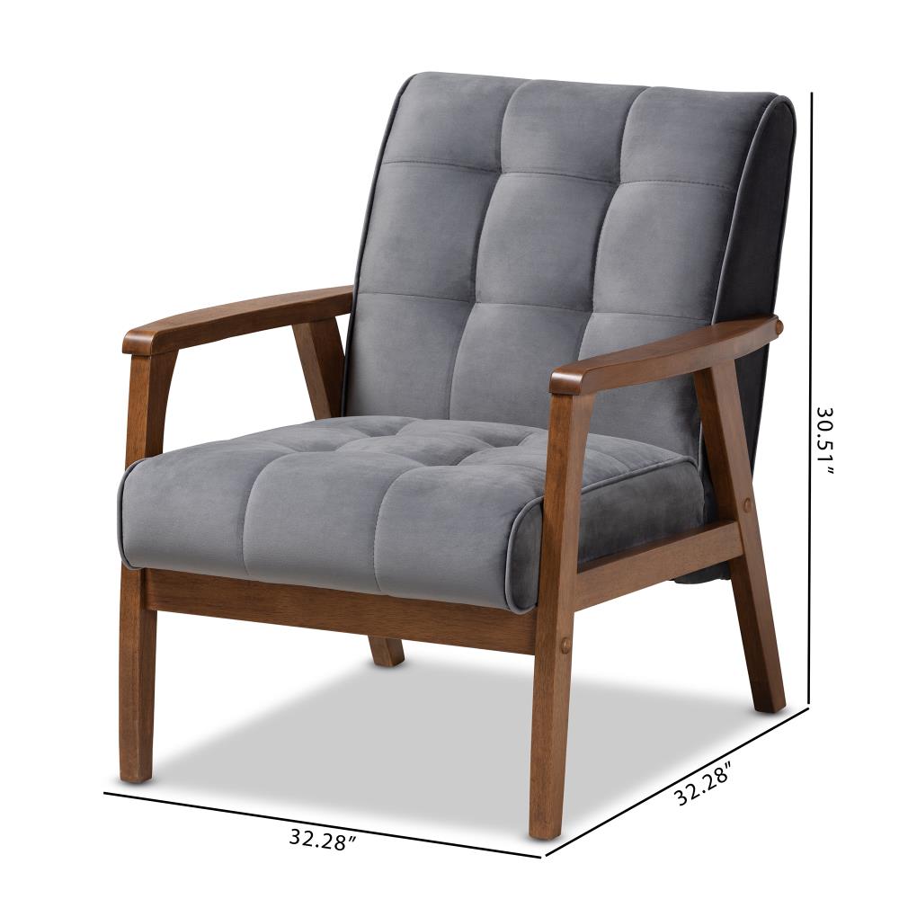 Baxton Studio Asta Midcentury Grey Walnut Accent Chair in the