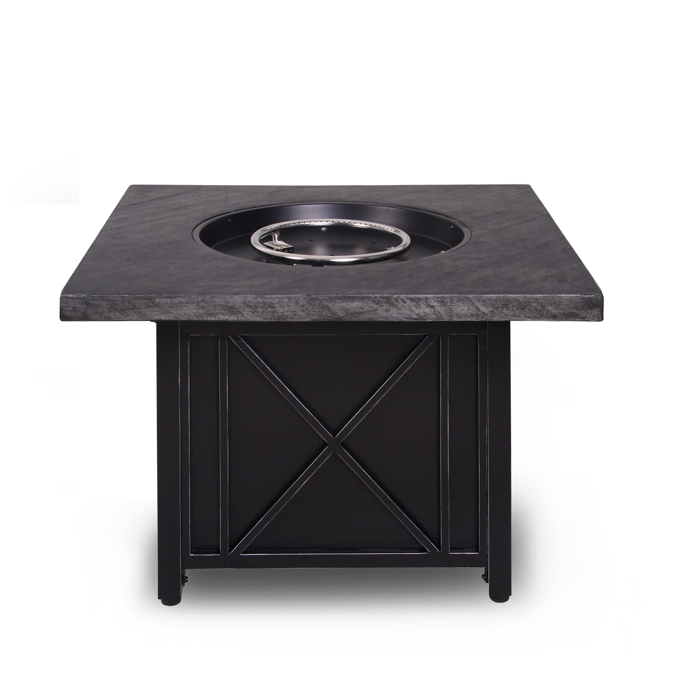 CASAINC Fire Pit Table 34.5-in W 40000-BTU Black Stainless Steel Square ...