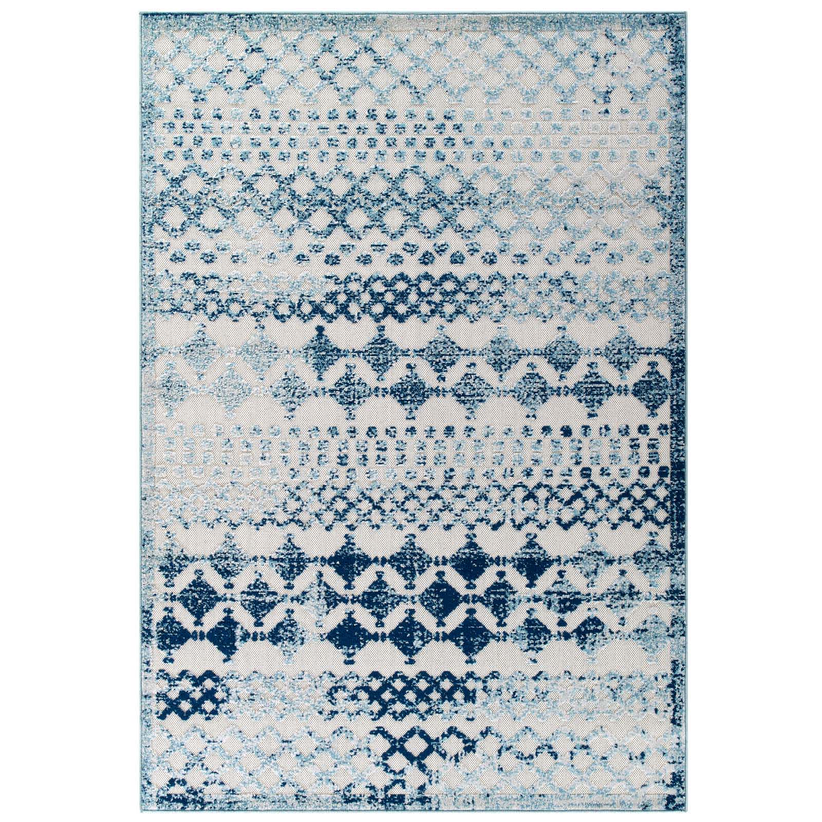 Reflect Giada Abstract Diamond Moroccan Trellis 8-ft x 10-ft Indoor/Outdoor Area Rug in Ivory and Blue