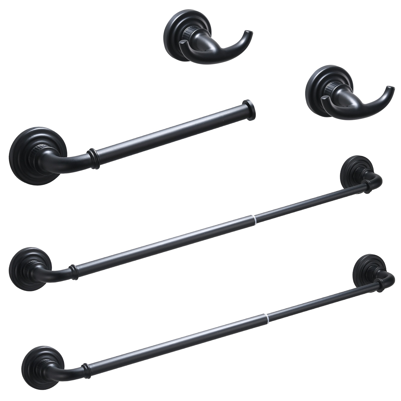 LOVMOR SF-H-W1932130478 Bathroom Hardware Set Black 4 - Pieces Bathroom Towel Rack 24 Inches Adjustable Bathroom Accessories Set