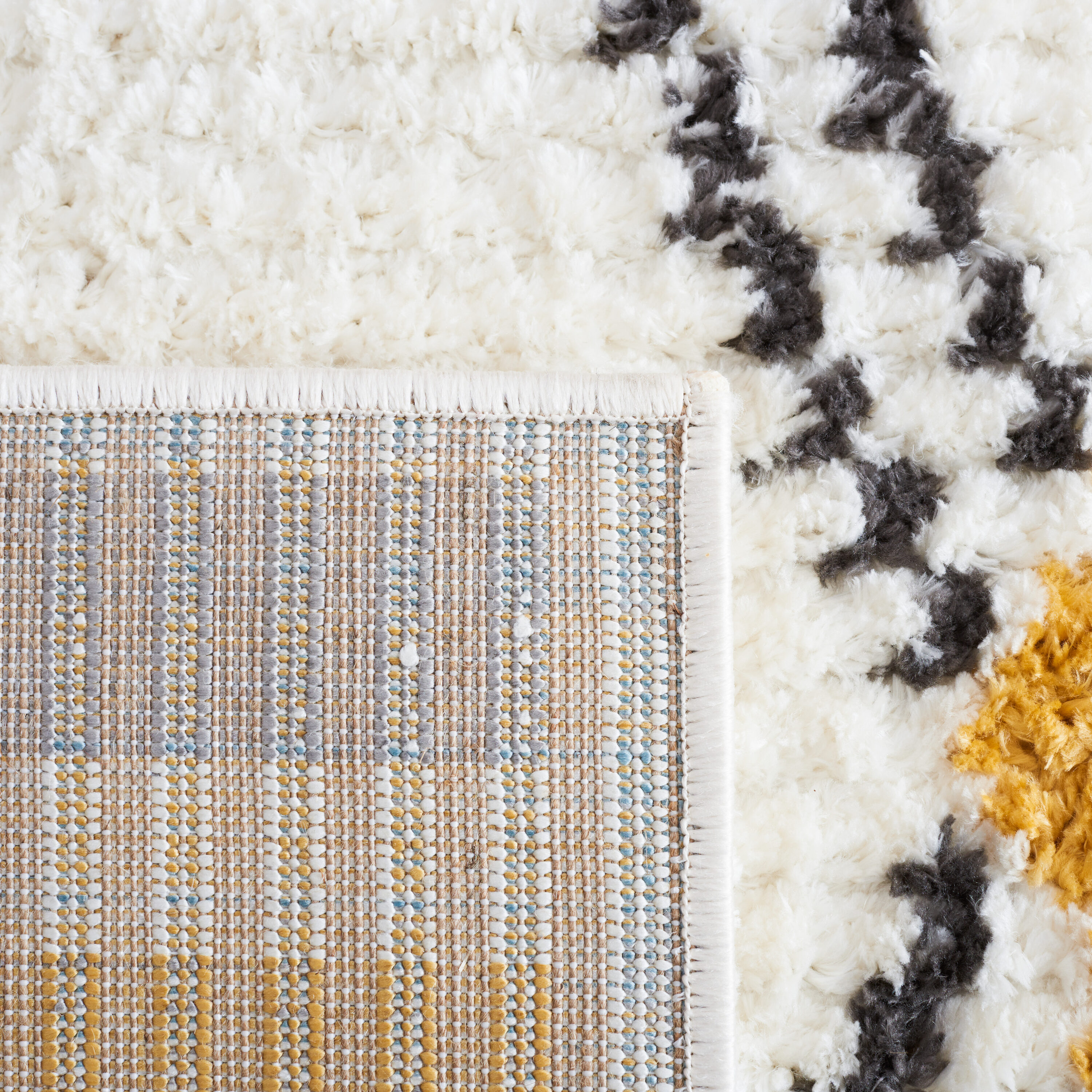 Ivory and Grey Moroccan Diamond 8' x 10' Synthetic Area Rug