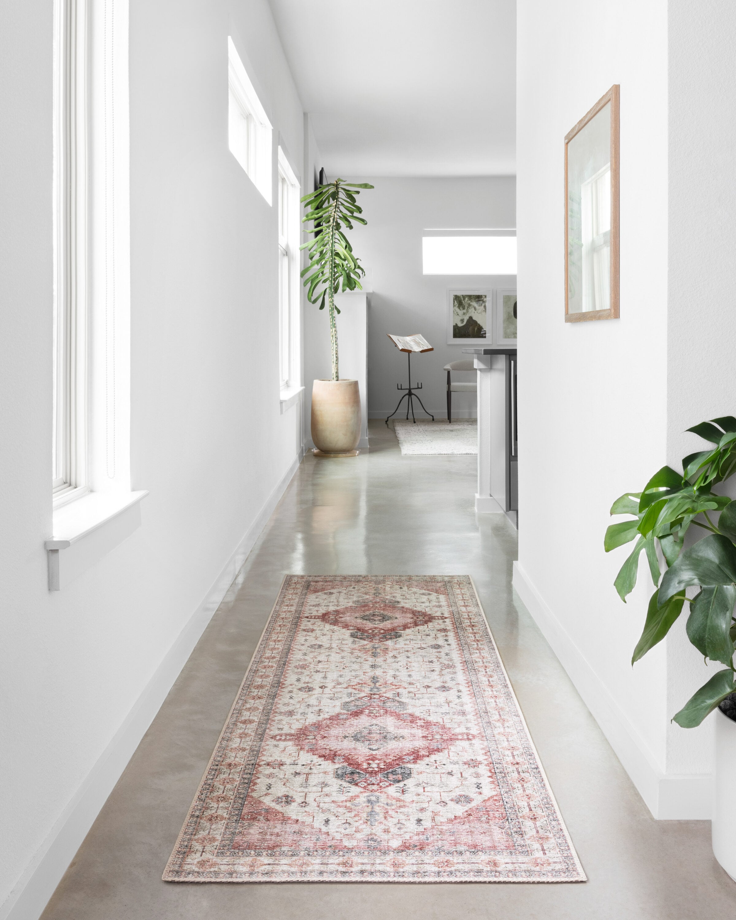 Loloi II SKYESKY-02IVBY2676 Skye 3 x 8 (ft) Loomed Polyester Ivory / Berry Rectangular Indoor Distressed/Overdyed Oriental Area rug
