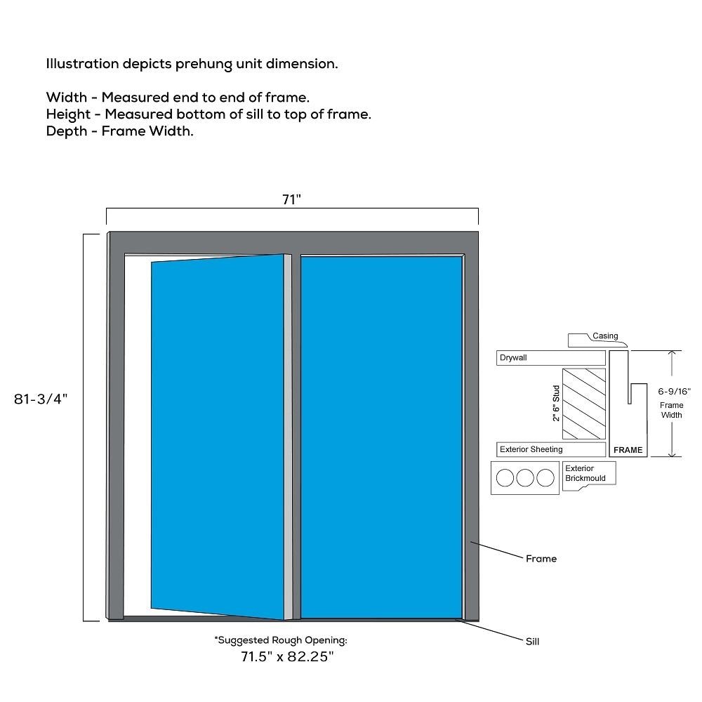 MMI DOOR 68-in x 80-in Low-e Grilles Between The Glass Primed Fiberglass  Center-hinged Right-Hand Inswing Double Patio Door Brickmould Included in  the Patio Doors department at