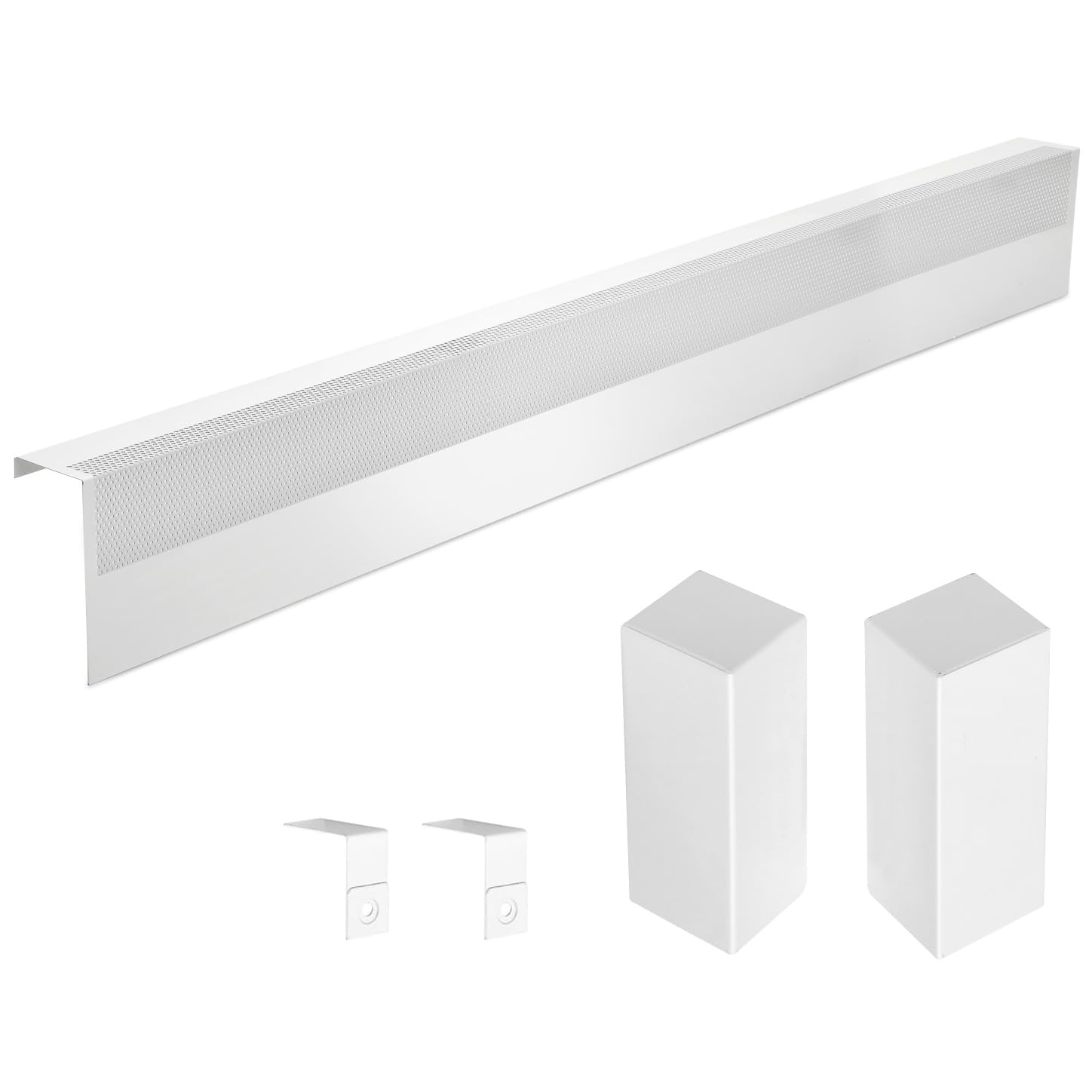 Lukvuzo  5 FT Baseboard Heater Covers with Left and Right Endcaps Galvanized Steel Slip On Cover for Hydronic and Electric Baseboard Heaters