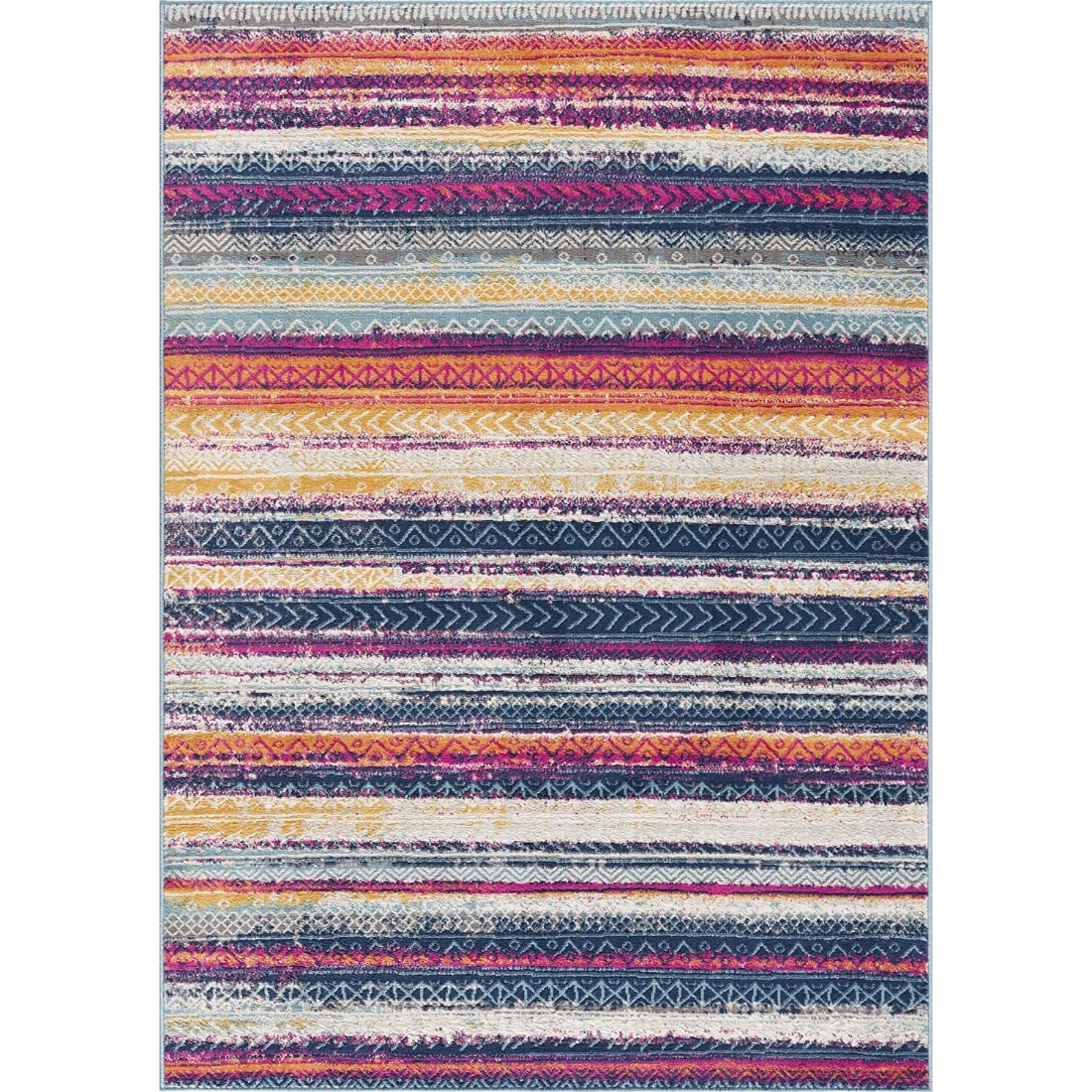 HomeRoots 4000393153 2 x 5 (ft) Polypropylene Multicoloured Rectangular Indoor Stripe Area rug