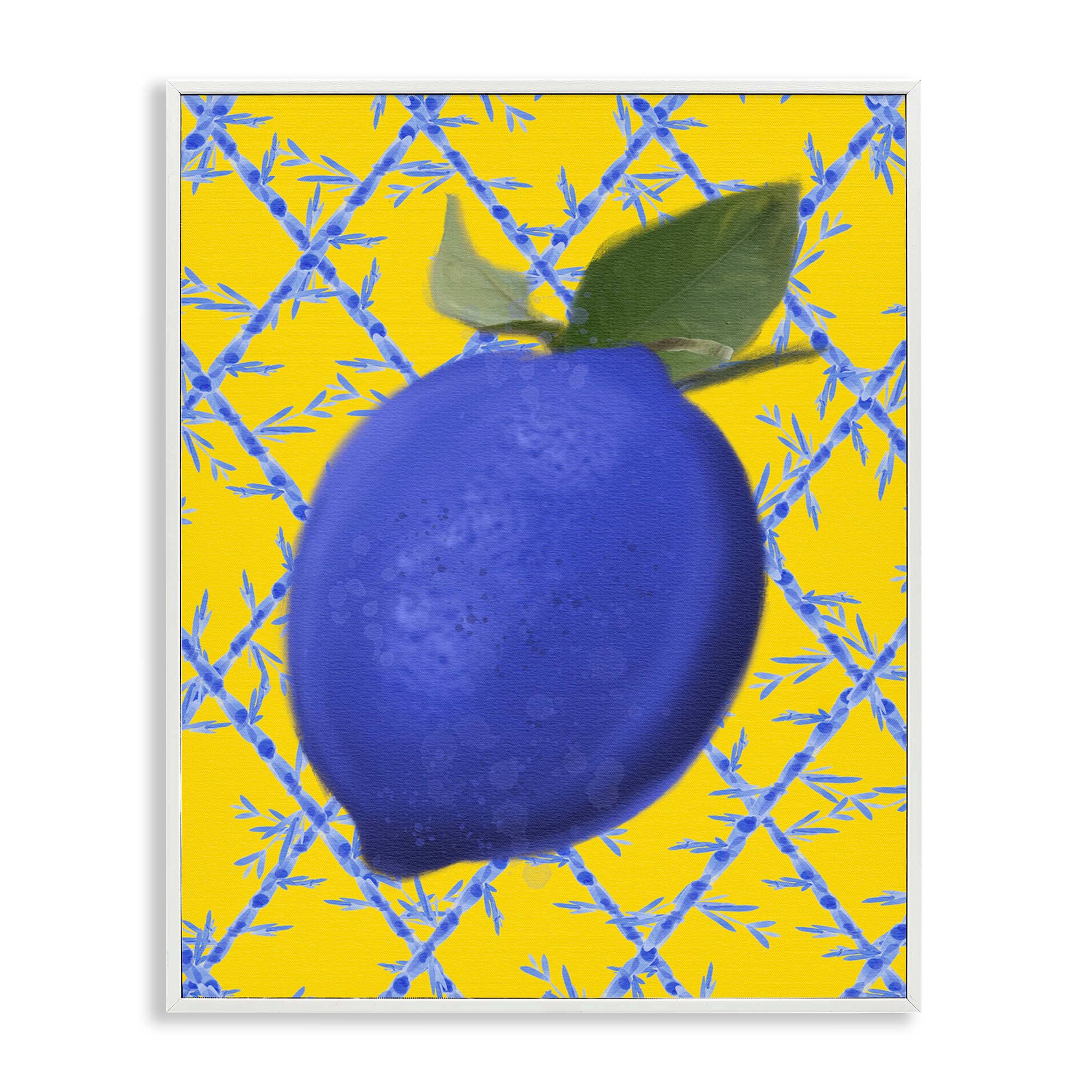Stupell Industries BS-510-WFR-16X20 Blue Lemon over Yellow White Framed Giclee Art By Matthew Piotrowicz 16 x 20