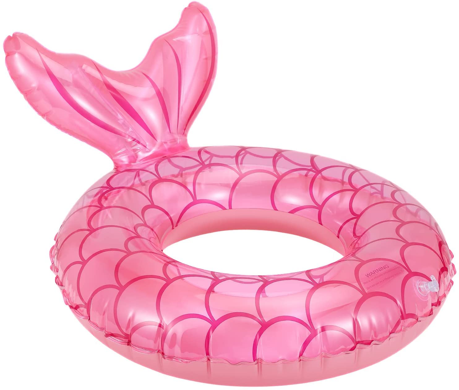 Aoibox  Fish Tail Design Kids Swim Ring 22 8 in Diameter Thick PVC with Double Layer Leak Proof Air Valve Colorful Pool