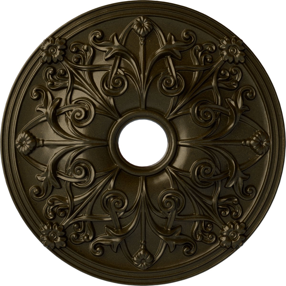 Ekena Millwork CM23JAGGS Jamie 23.625-in W x 23.625-in L Painted Green Gold Polyurethane Whole Ceiling Medallion