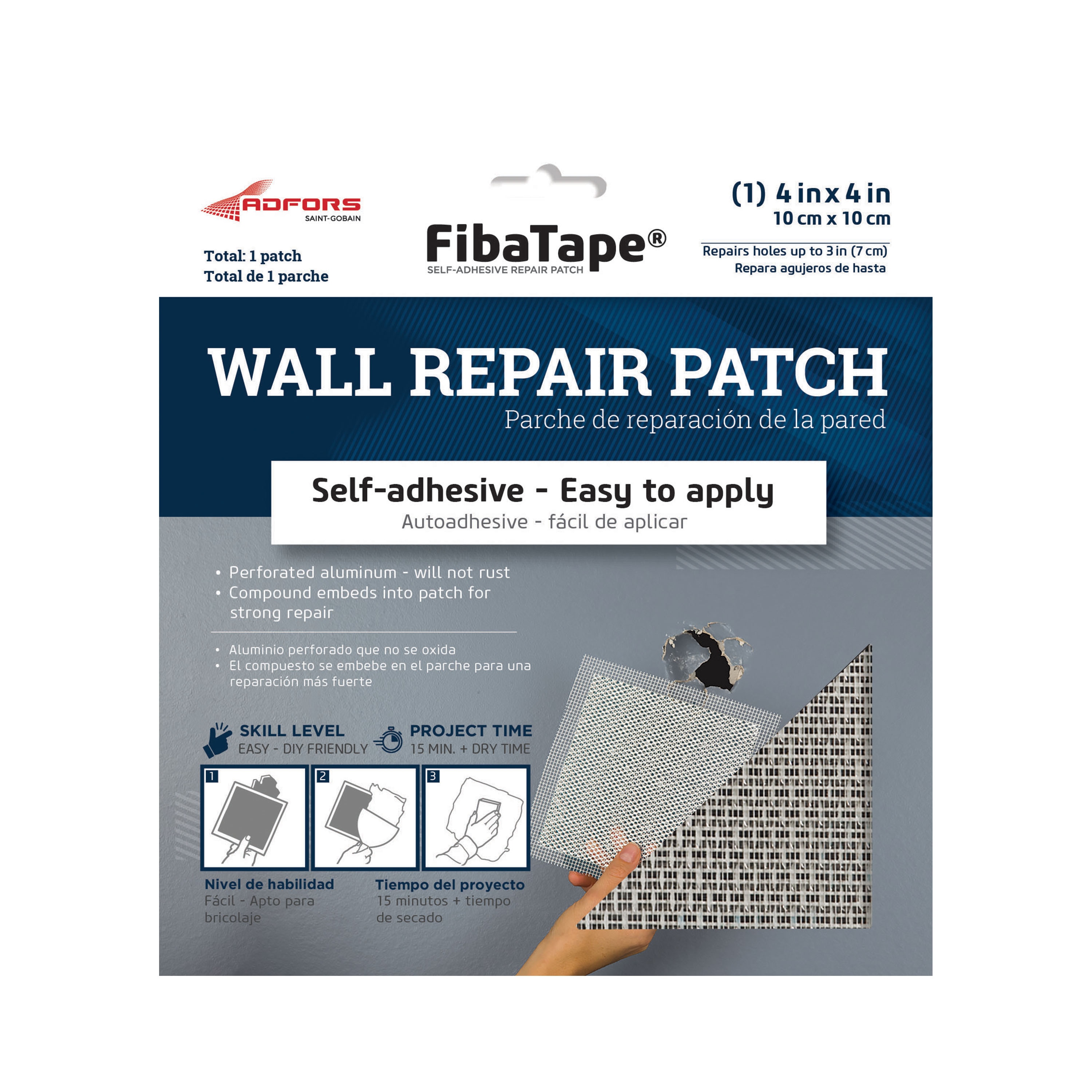 nbuaila 1 Set Wall Repair Patch Kit Self Adhesive Strong Stickiness  Aluminum 2/4/6/8 Inch Wall Patch Hole Fixer Repair Kit for Office 