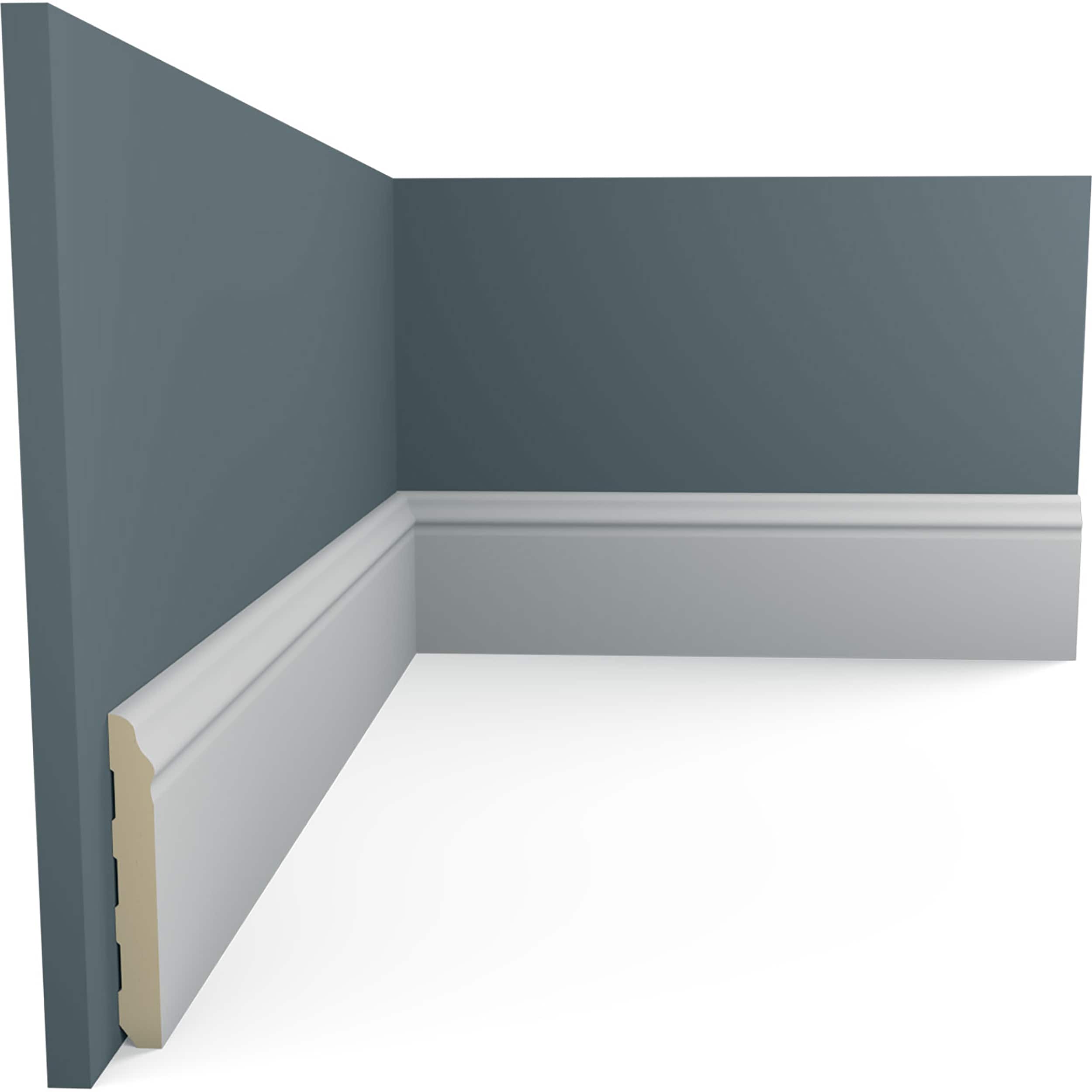 Ekena Millwork BBD04X00BA-CASE-2 1/2-in x 4-in x 7-ft 10-1/2-in Traditional Primed Urethane 169370 Baseboard Moulding 2 -Pack