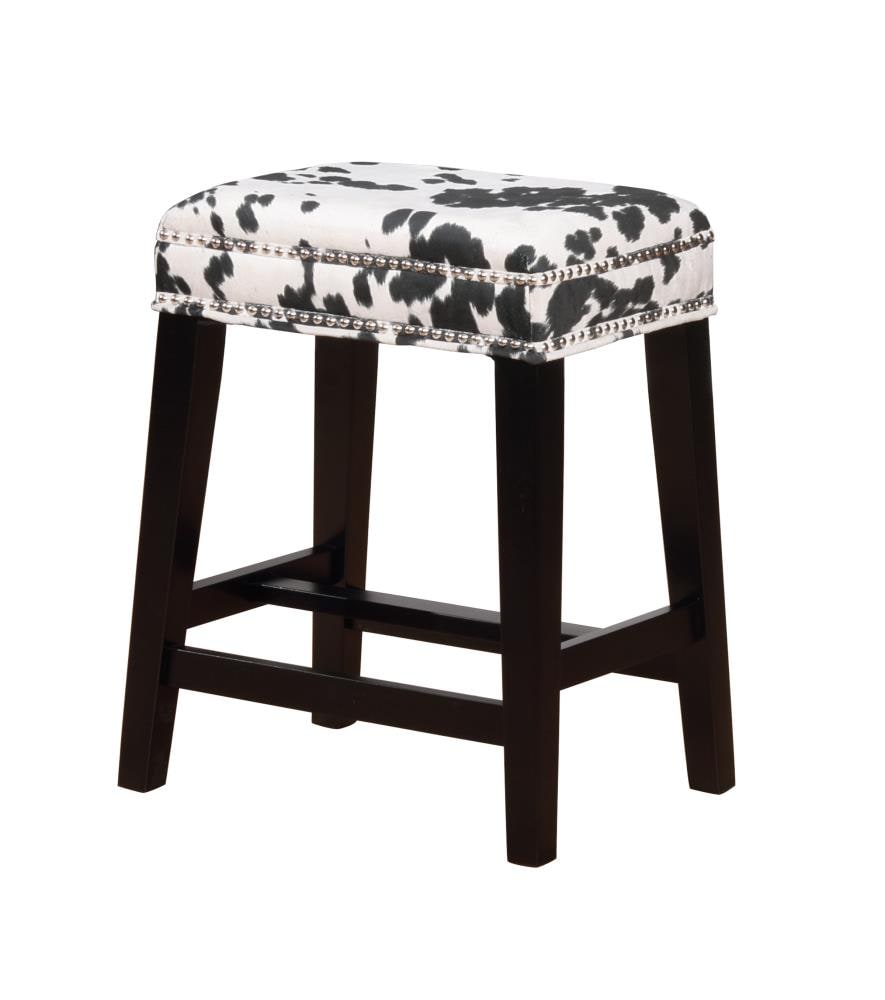 Linon CS098COW01U Walt Black 24.5-in H Counter height Square seat Upholstered Wood Bar Stool