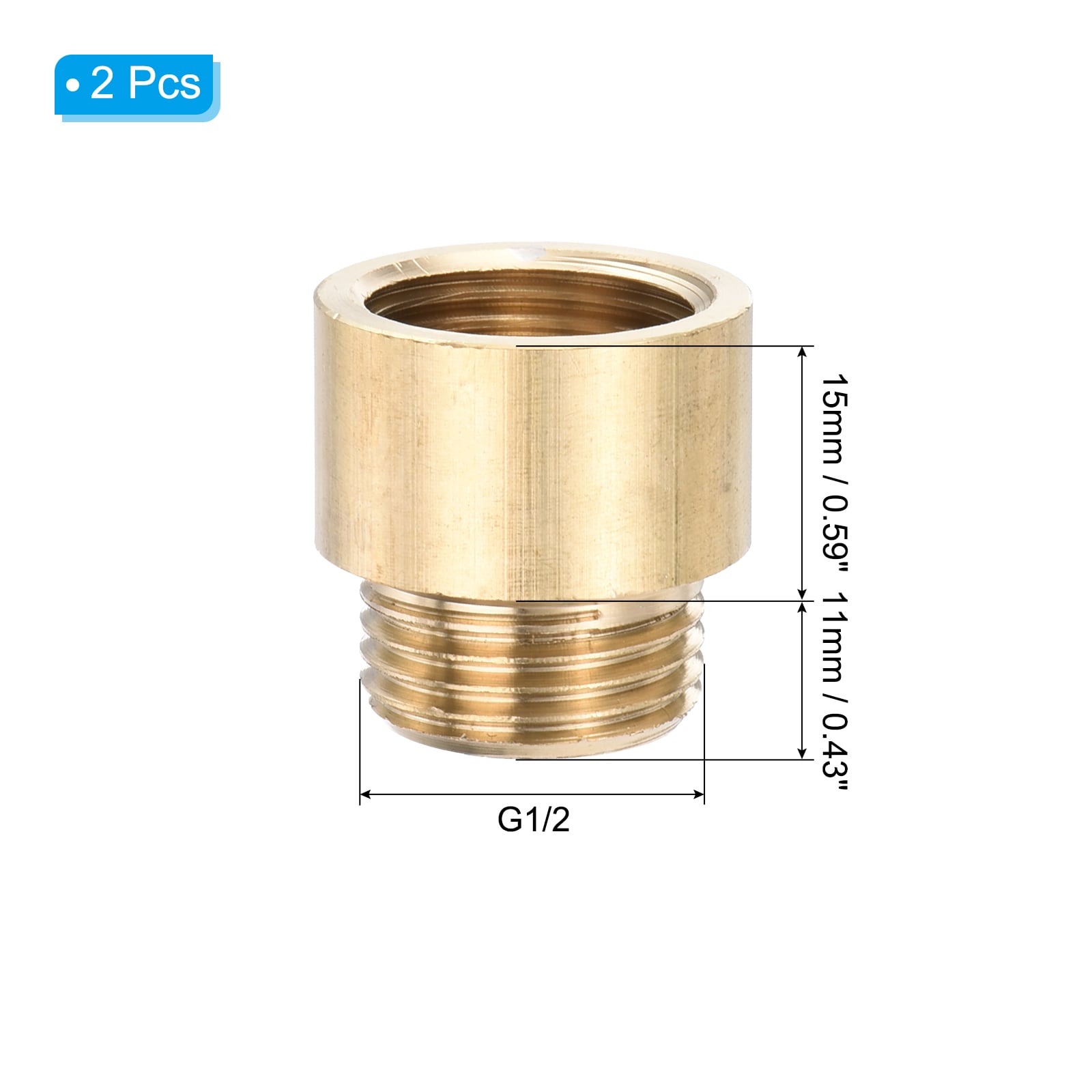 PATIKIL 2pcs Shower Head Extension Arm Brass G1/2 Male to Female Thread ...