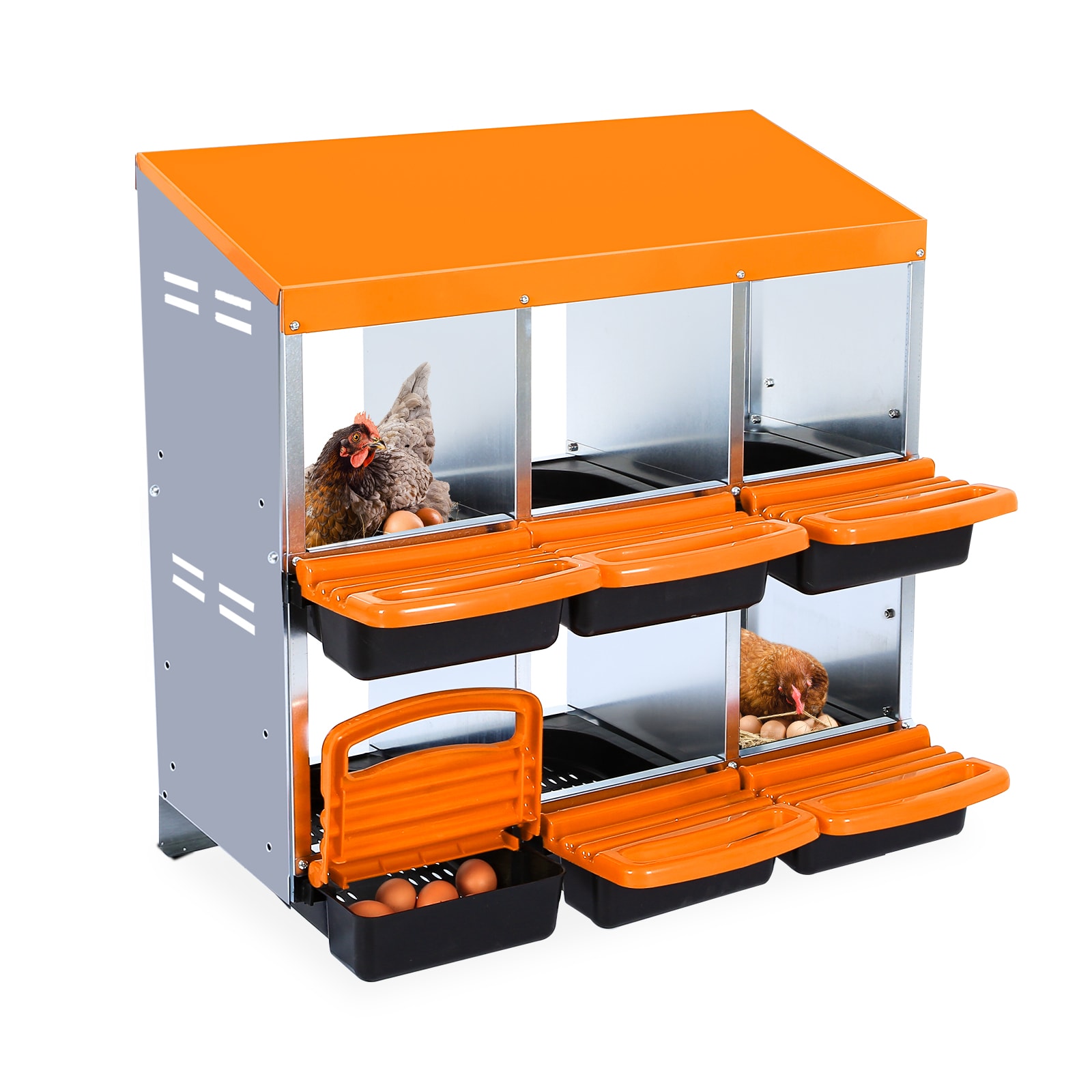 Aoile Chicken Nesting Box 6-Hole Roll Away Egg Laying Box with Lid ...