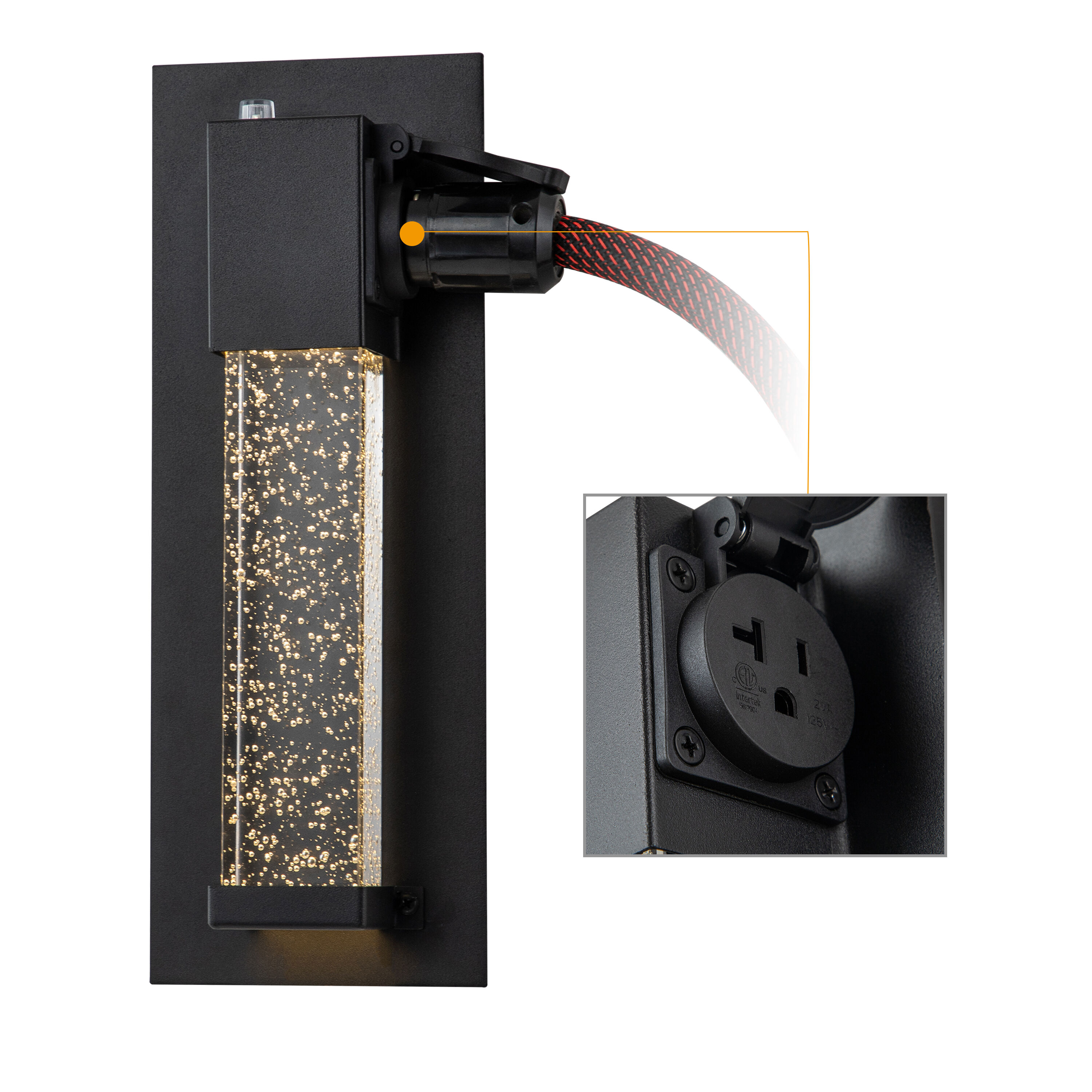 Matte Black Dusk to Dawn LED Outdoor Wall Light with Clear Bubble Glass, 2-Pack