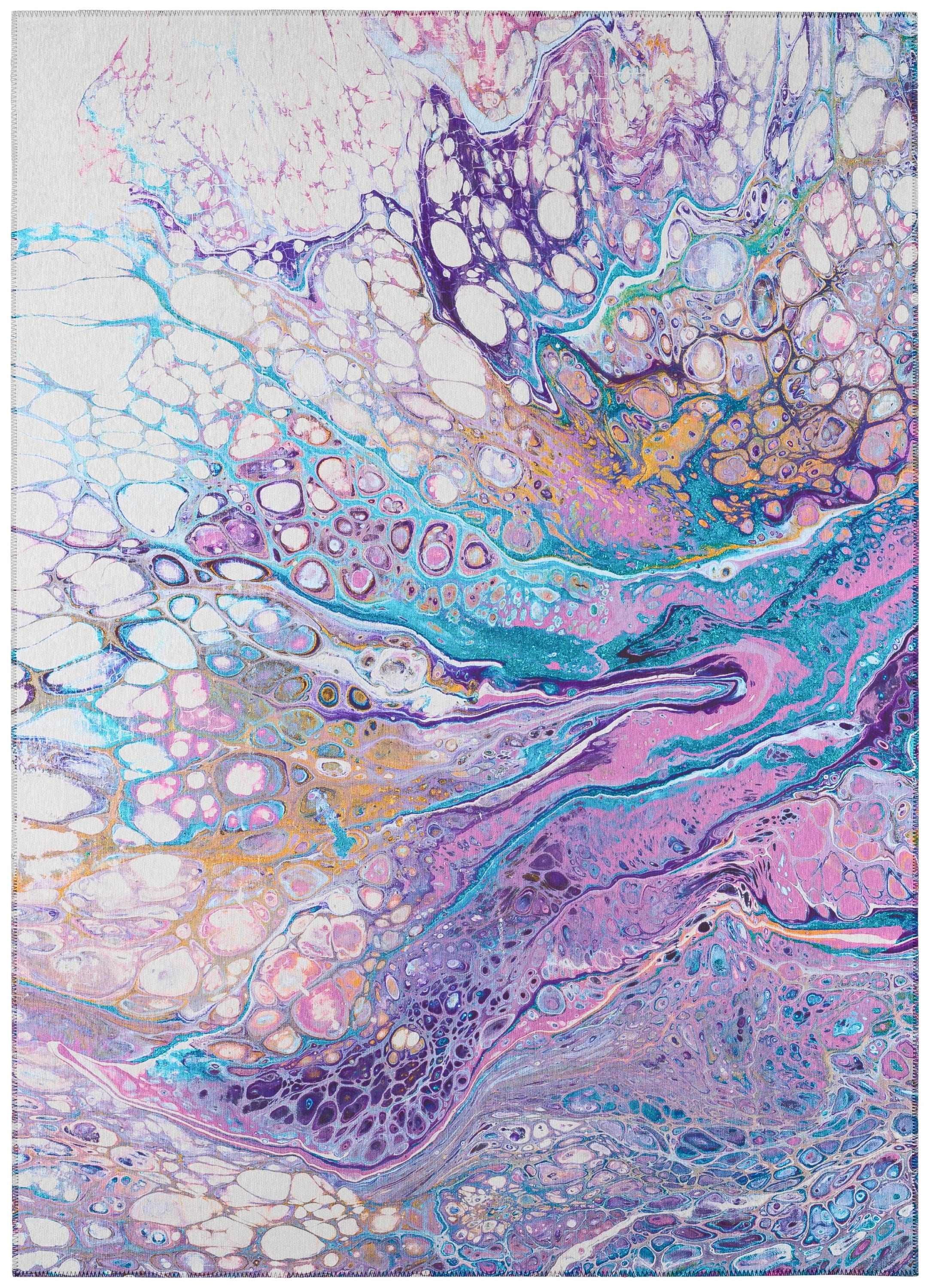Periwinkle Abstract Chenille 8' x 10' Washable Area Rug