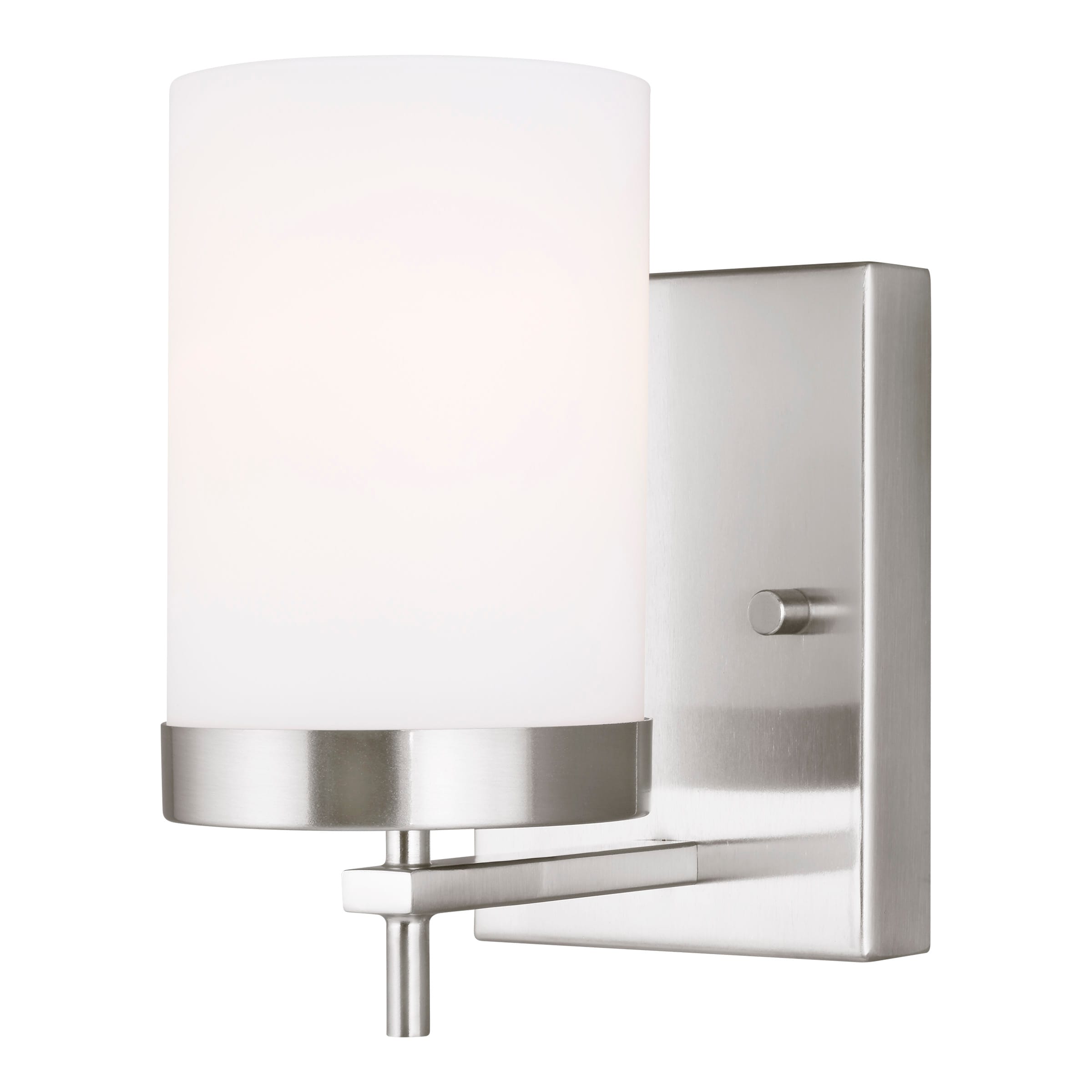 Elegant Minimalist Brushed Nickel LED Wall Sconce with Cylindrical Glass Shade