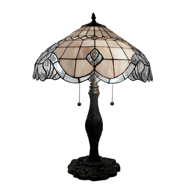 Bronze Table Lamp With Glass Shade, Dual Bulb Lamp Shade
