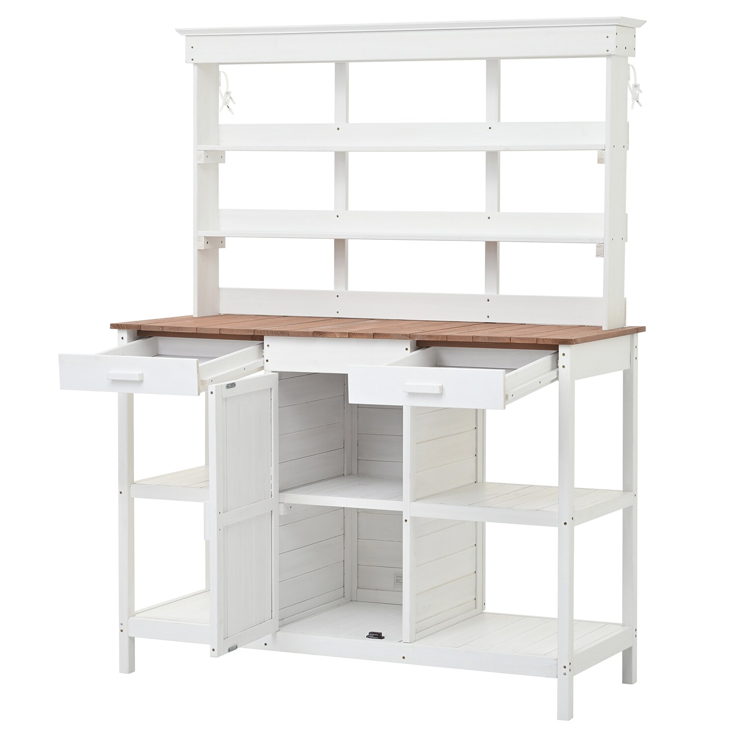 SINOFURN SYA010314WT-1 50.2-Inches x 66-Inches x 19.7-Inches White Potting Bench