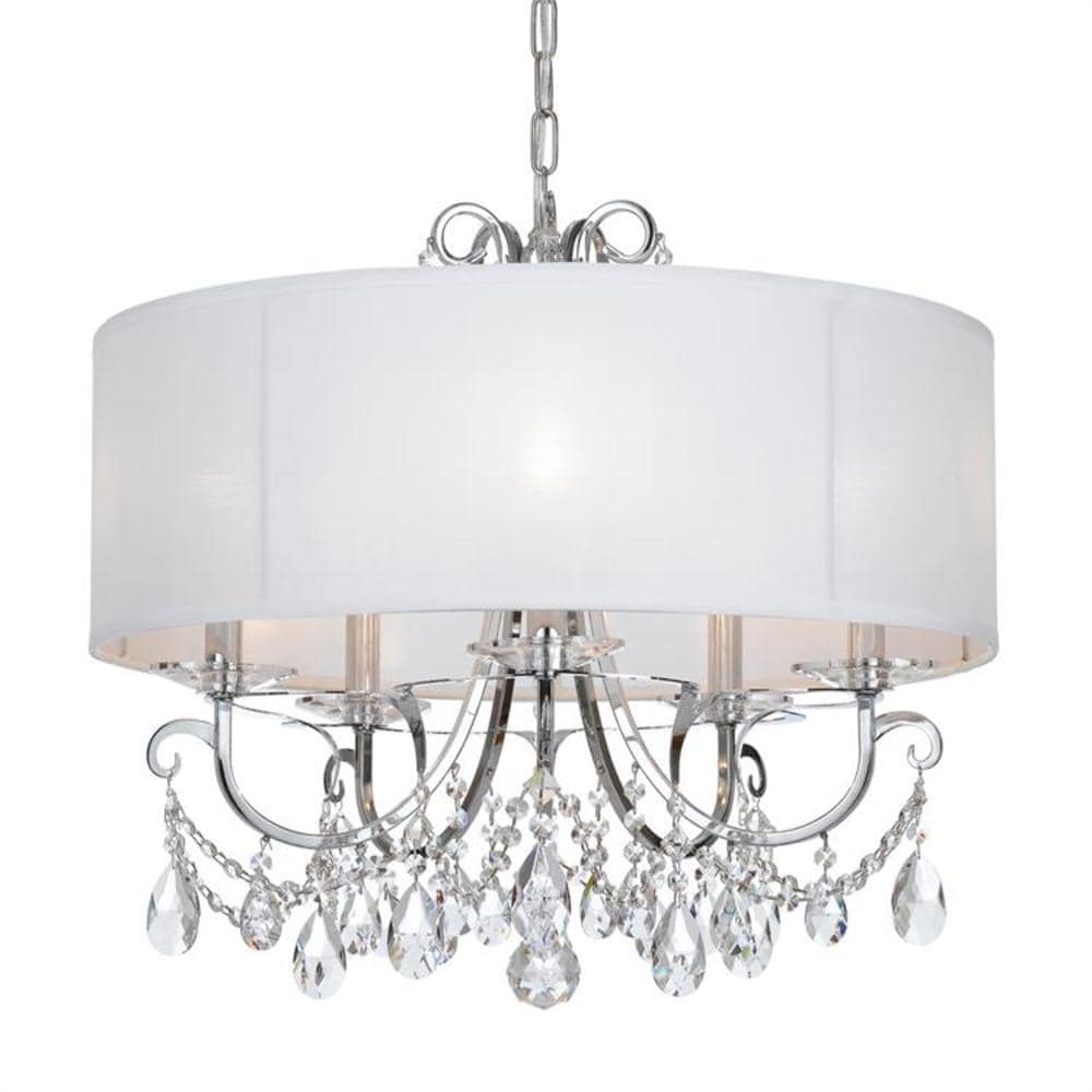 Crystorama 6625-CH-CL-MWP Othello 5 -Light Polished Chrome Transitional Crystal For Use in Bedrooms, Dining Rooms, Foyers, Kitchens, Living Rooms Chandelier