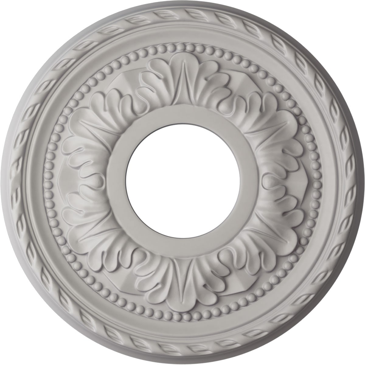Ekena Millwork CM11PMUWF Palmetto 11.375-in W x 11.375-in L Painted Ultra Pure White Polyurethane Whole Ceiling Medallion