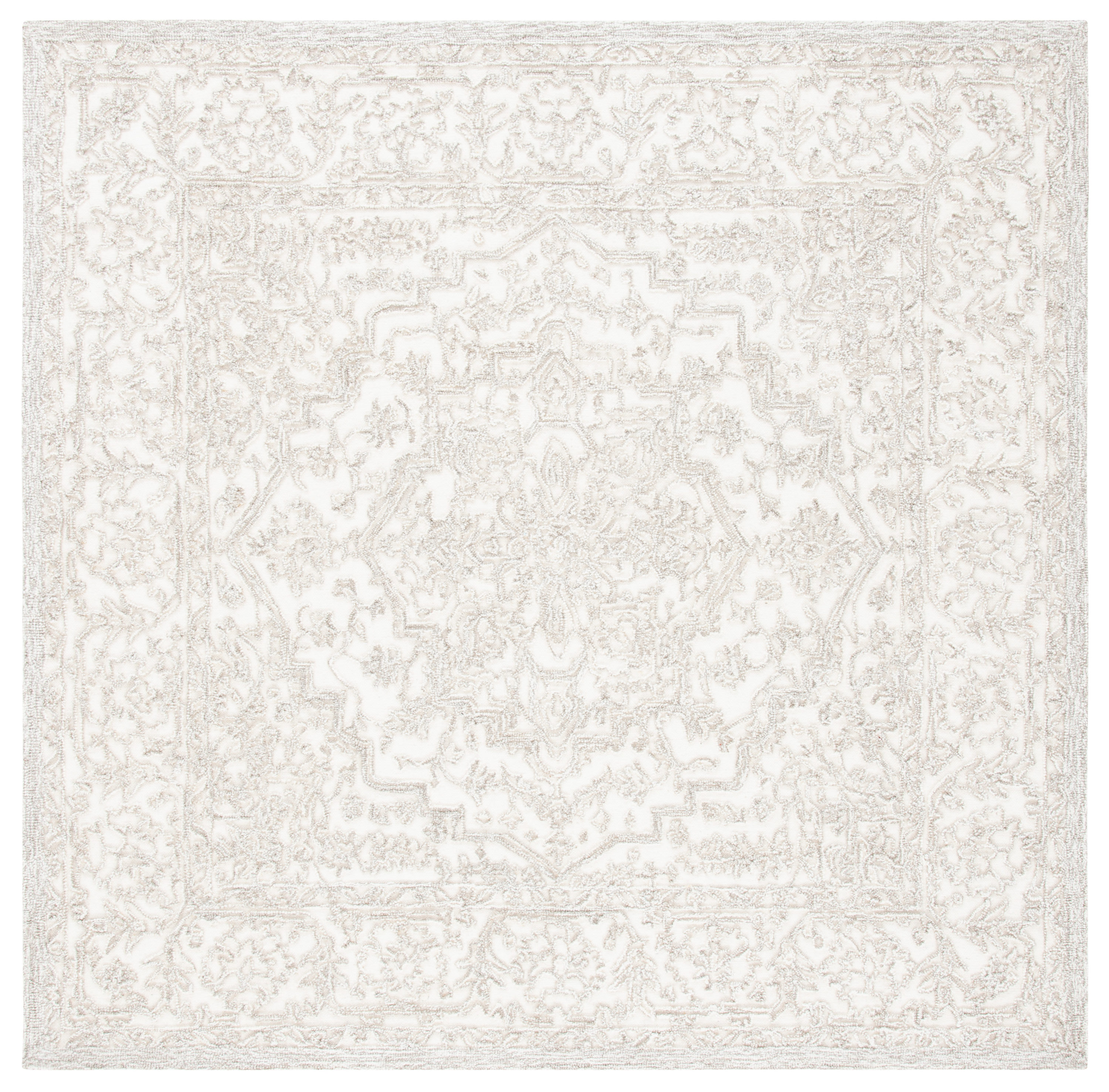 Safavieh TRC302A-6SQ Trace Kreszenz 6 x 6 (ft) Tufted Wool Ivory/Natural Square Indoor Floral/Botanical Oriental Area rug