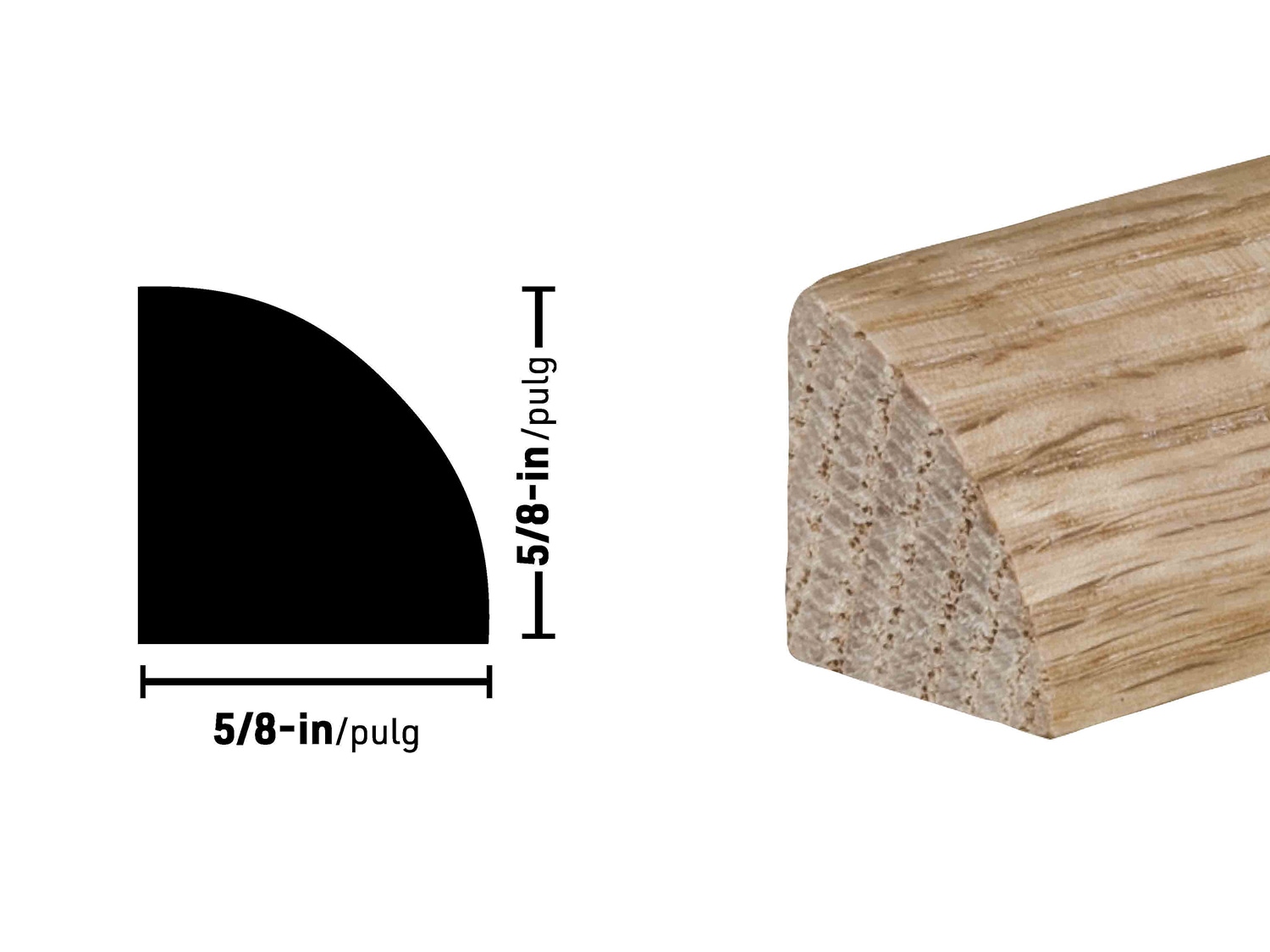 Reliabilt 58 In X 8 Ft Unfinished Red Oak 106 Quarter Round Moulding