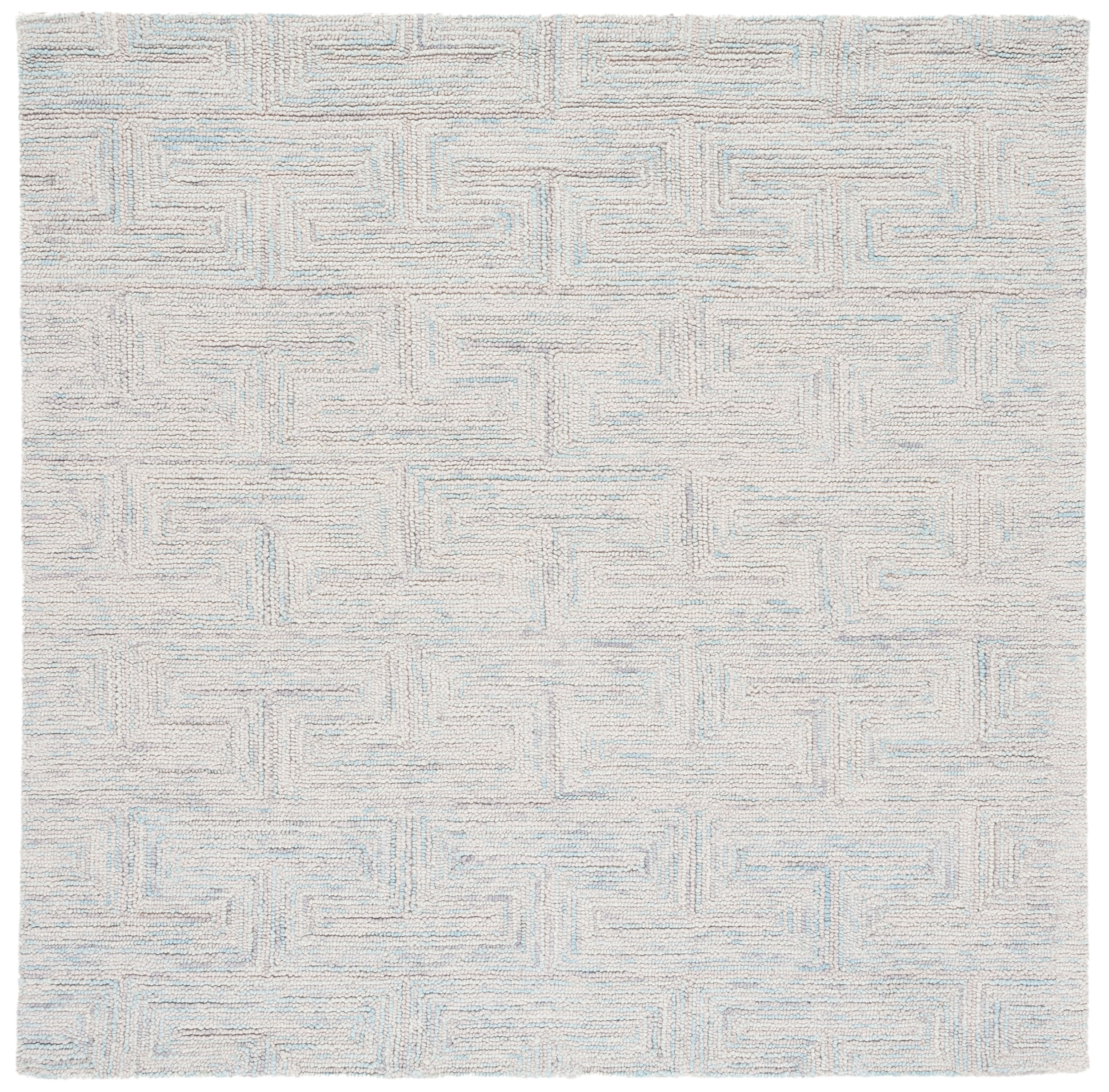 Gray Hand-Tufted Wool Square Area Rug, 6' x 6'