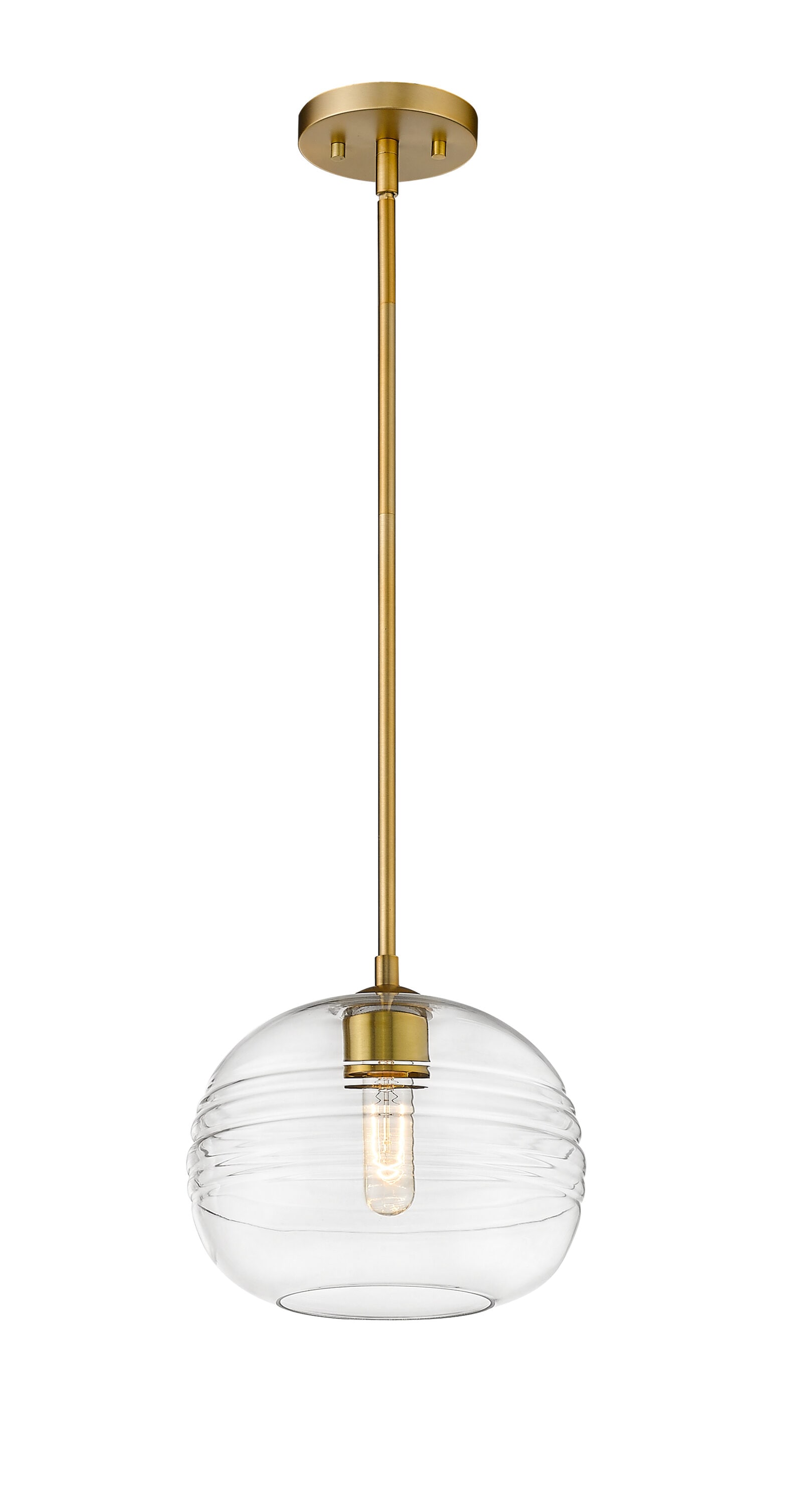 Z-Lite 486P10-OBR Harmony 1 -Light Olde Brass Transitional Clear glass Globe Medium Hanging Pendant light