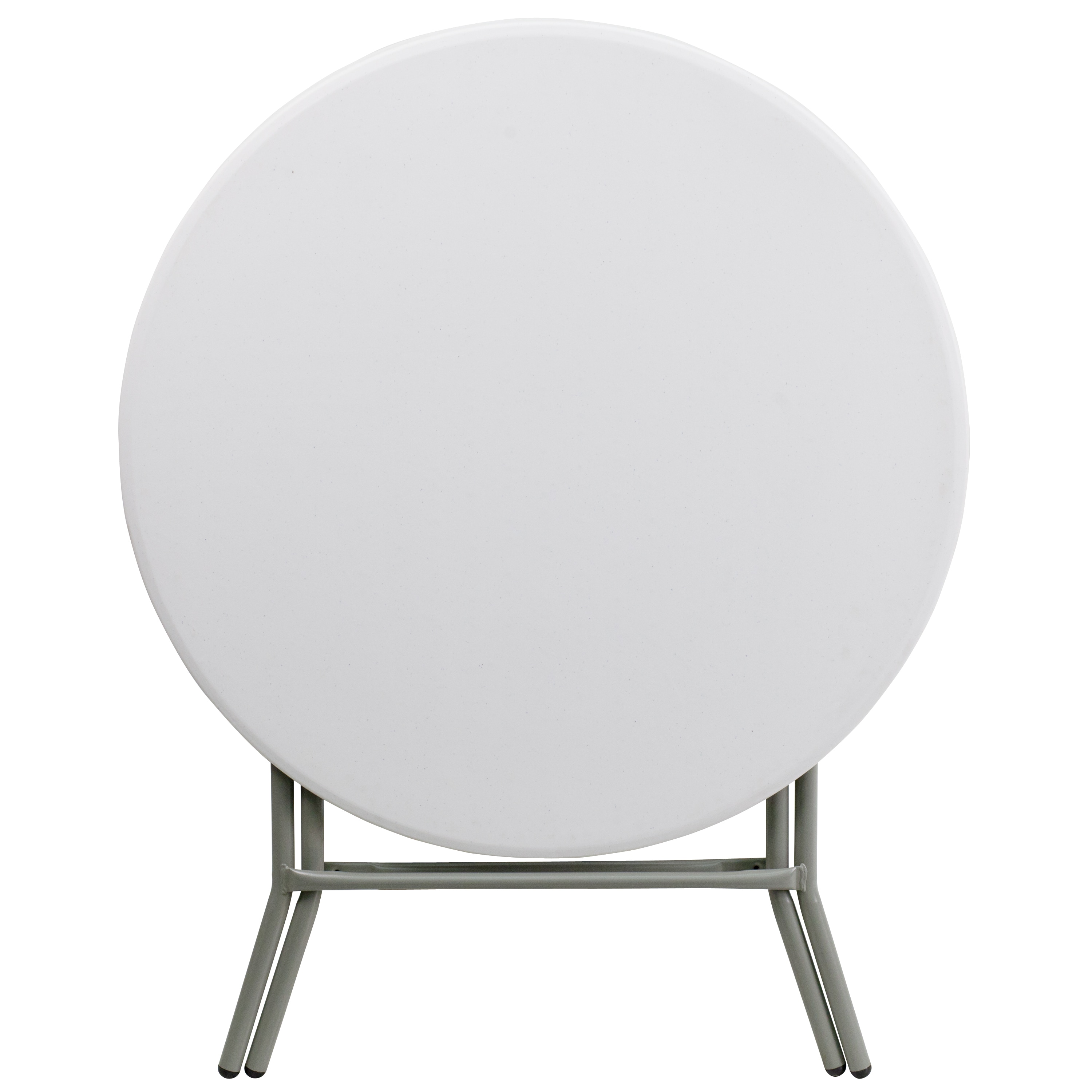 Gray Metal 31.5'' Round White Plastic Folding Table