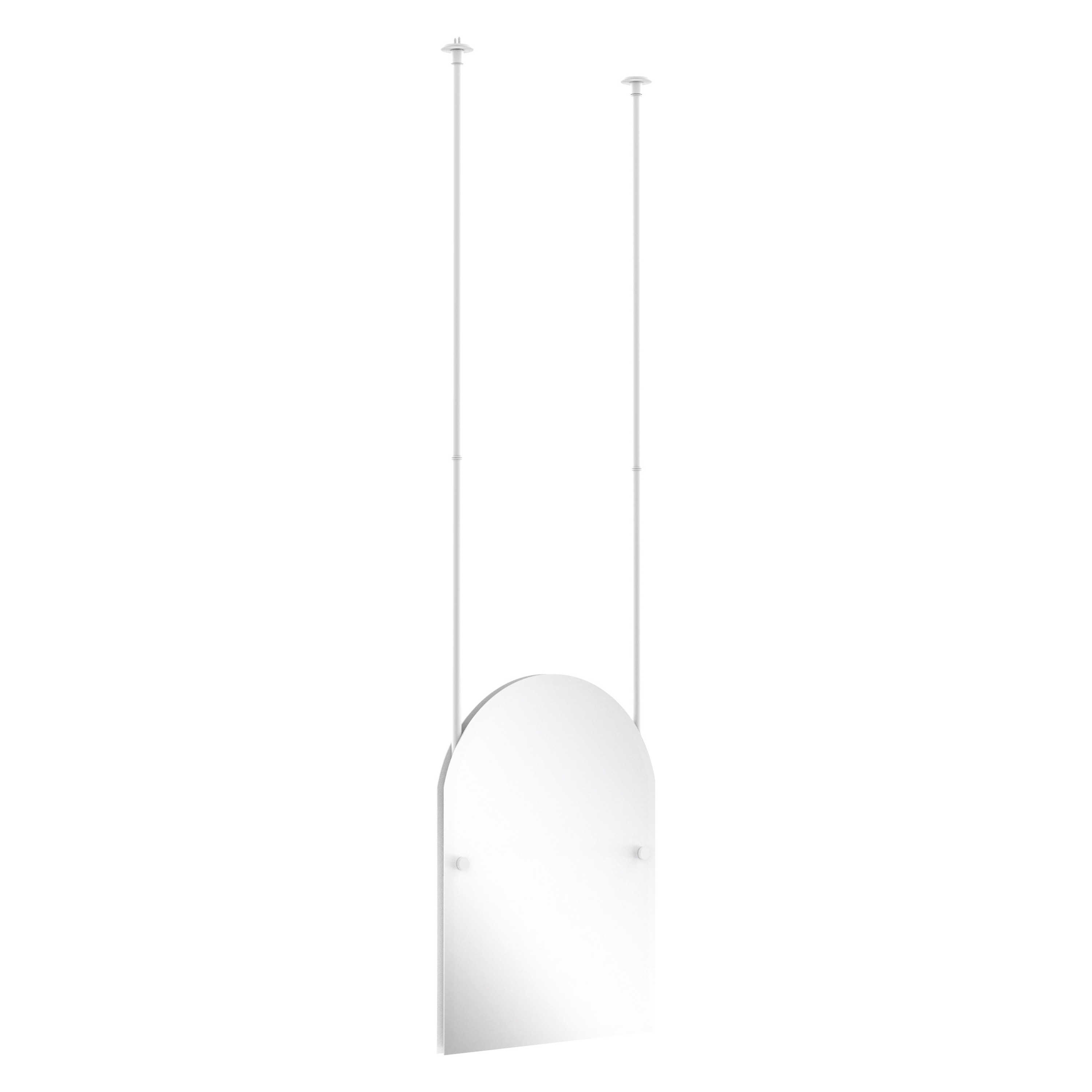 Allied Brass CH-94-WHM 21-Inches x 76.2-Inches Beveled Frameless Arch Bathroom Vanity Mirror ( Matte White )