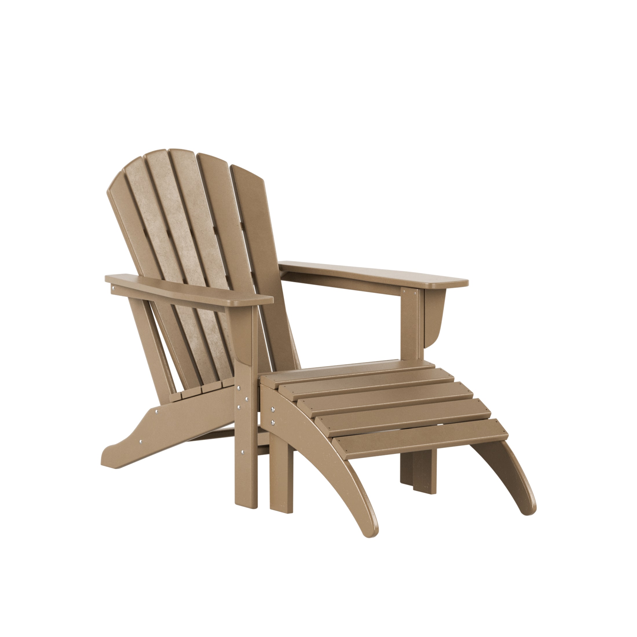 Westin Furniture OP6001-OT-WW Altura Weathered Wood HDPE Frame Stationary Adirondack Chair with Slat Seat