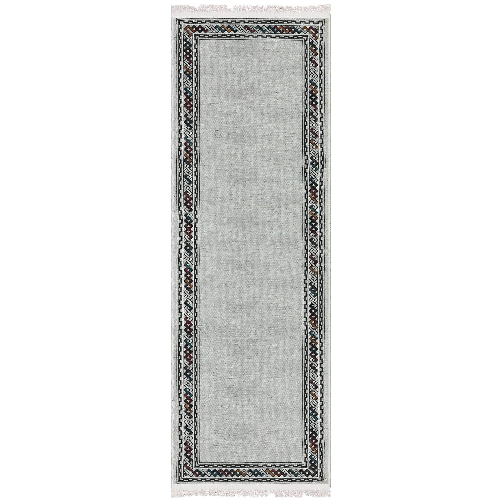 Ottomanson Non Shedding Washable Wrinkle-Free Cotton Flatweave Text 2x5 Laundry Room Runner Rug, 2' x 5', Brown