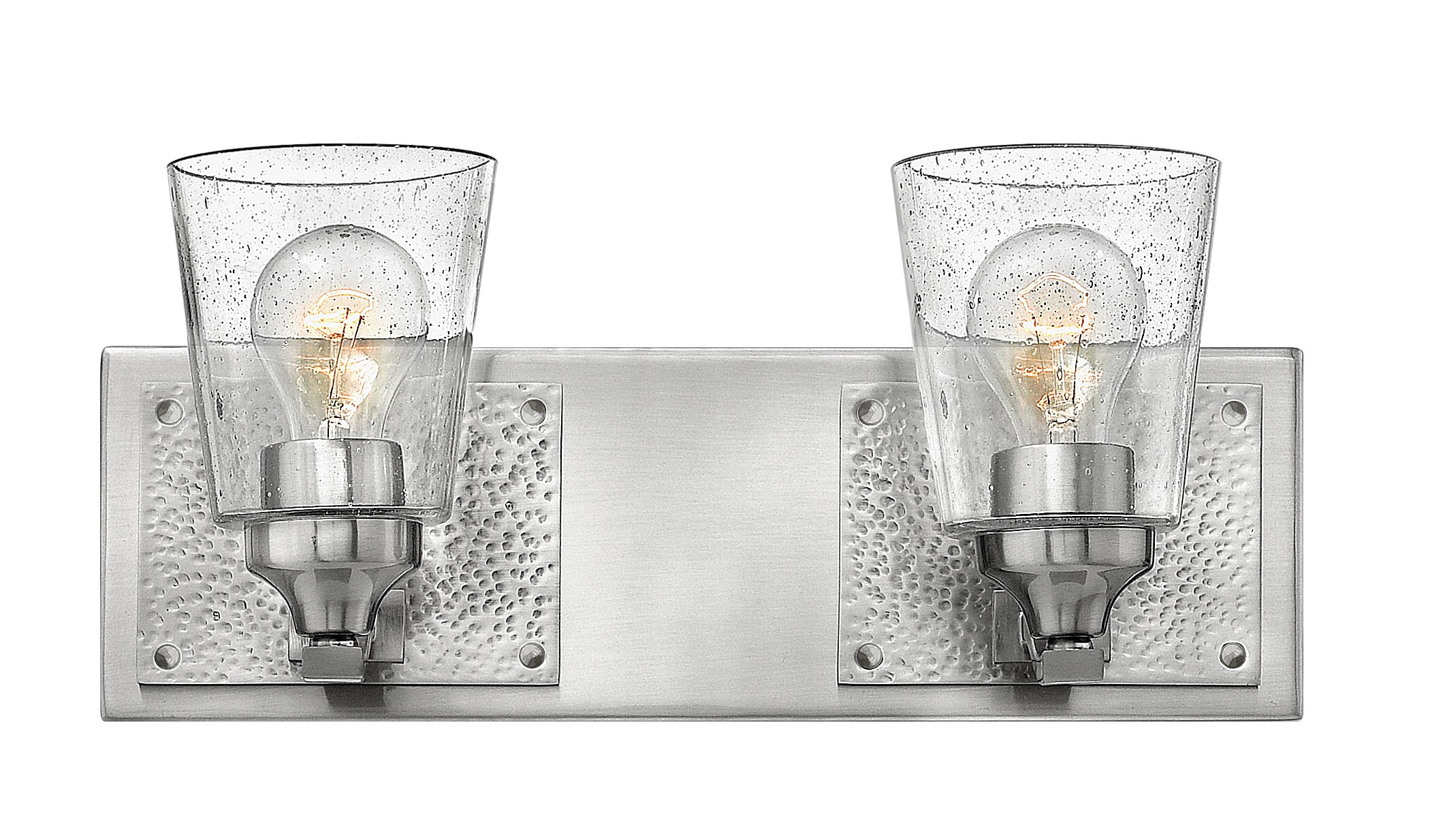 Brushed Nickel 2-Light Bathroom Wall Sconce with Clear Seedy Glass