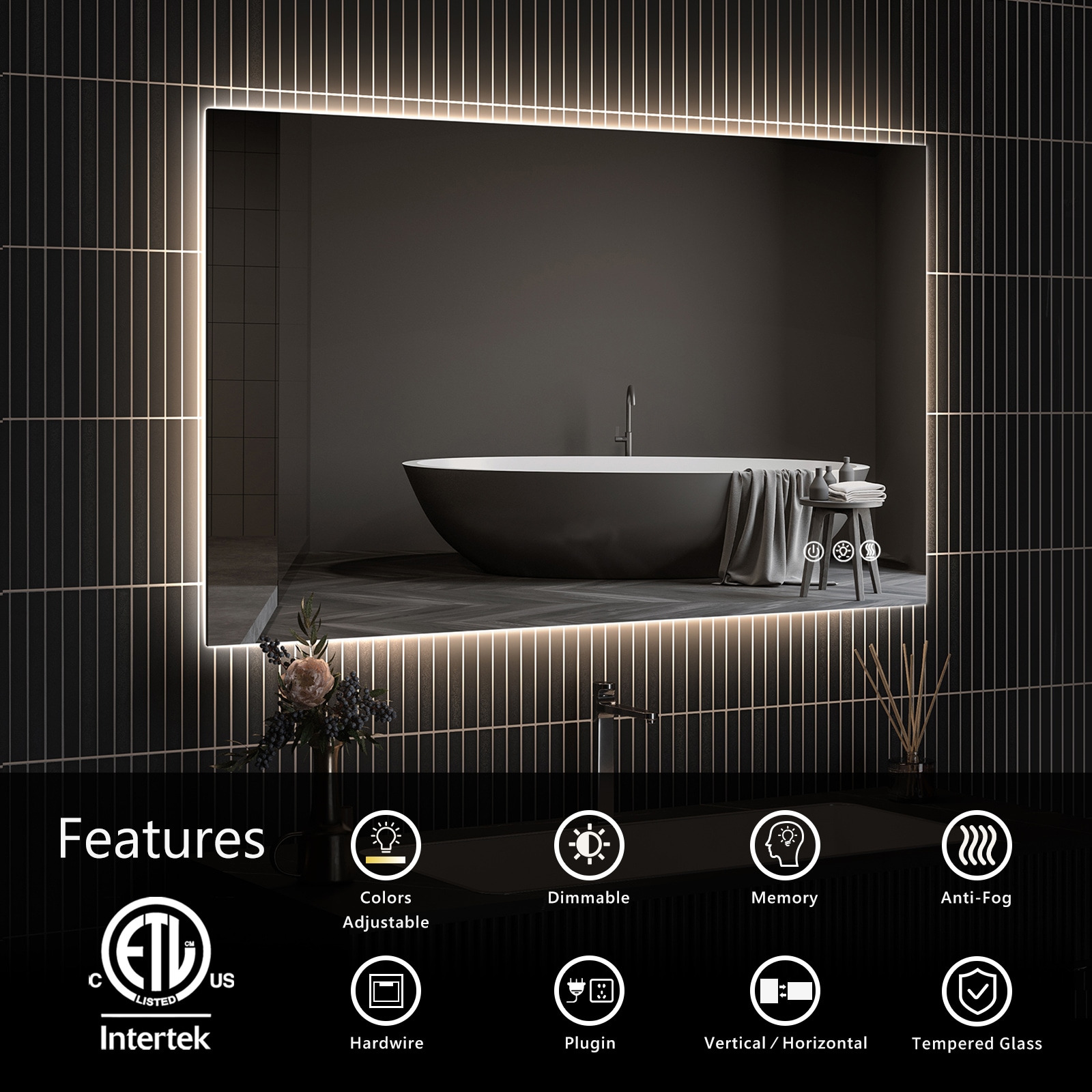 FurniFusion MA044024TD-OL Framed-Bath-Mirrors - View #3