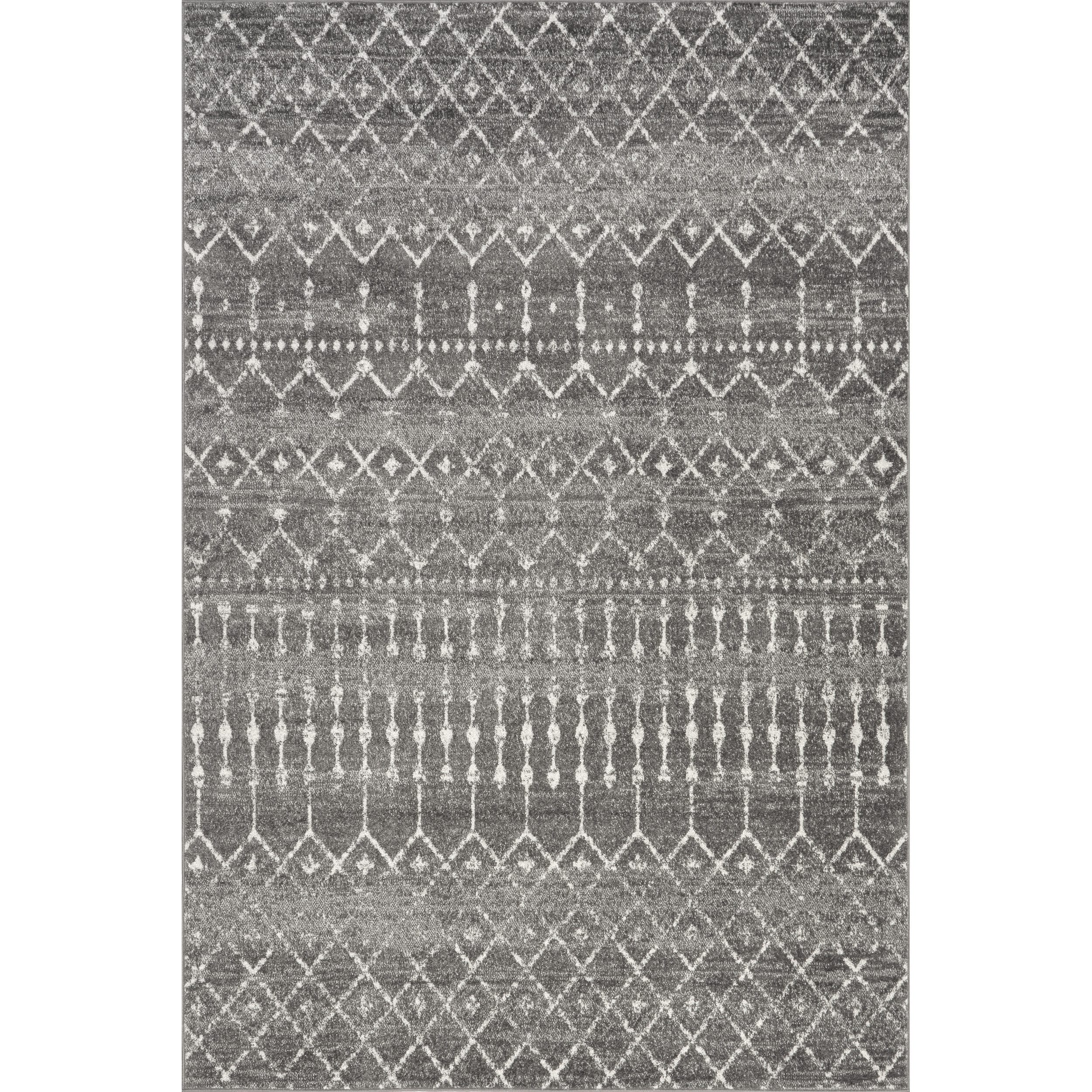 Dark Gray Moroccan Trellis Reversible Area Rug, 8' x 11'