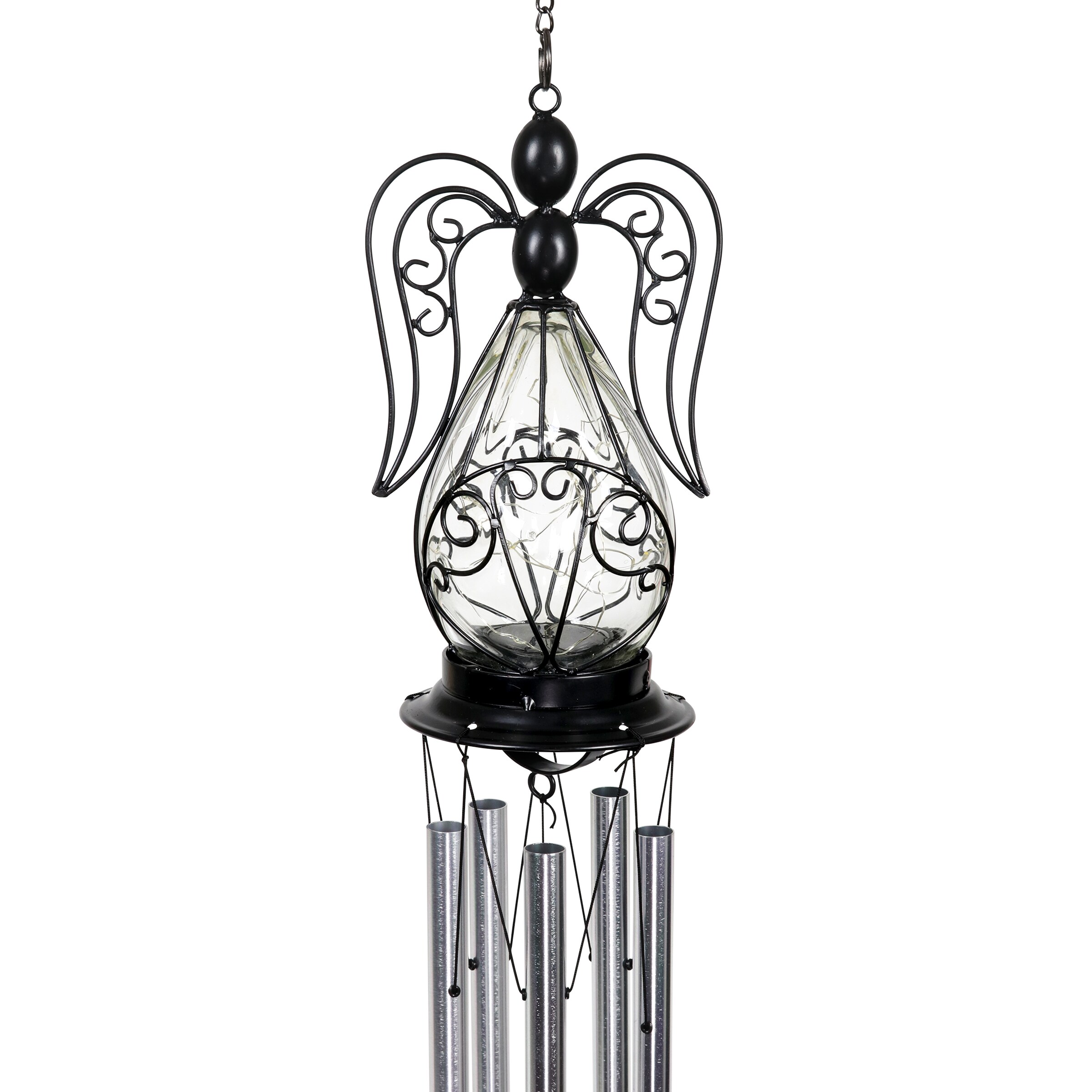 Exhart Large Solar White Angel, 6.5 by 42 Inches Metal Wind Chimes