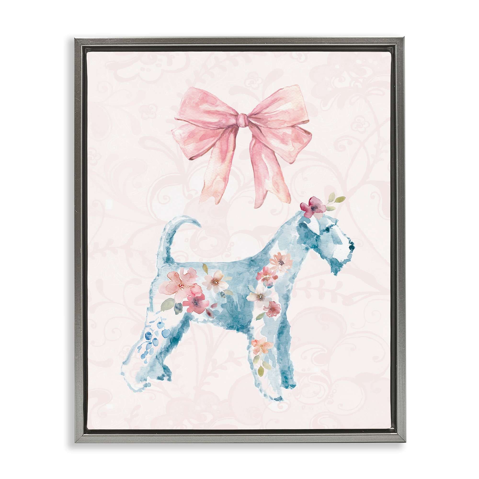 Stupell Industries BS-188-FFL-16X20 Pastel Dog Glam Details Gray Framed Floater Canvas Wall Art By Carol Robinson 17 x 21