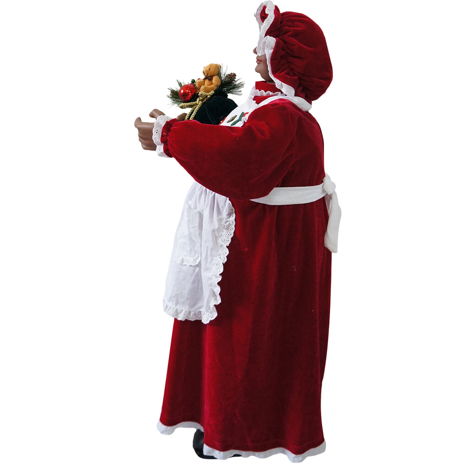 3-Ft Red Velvet and White Apron Mrs. Claus Animatronic