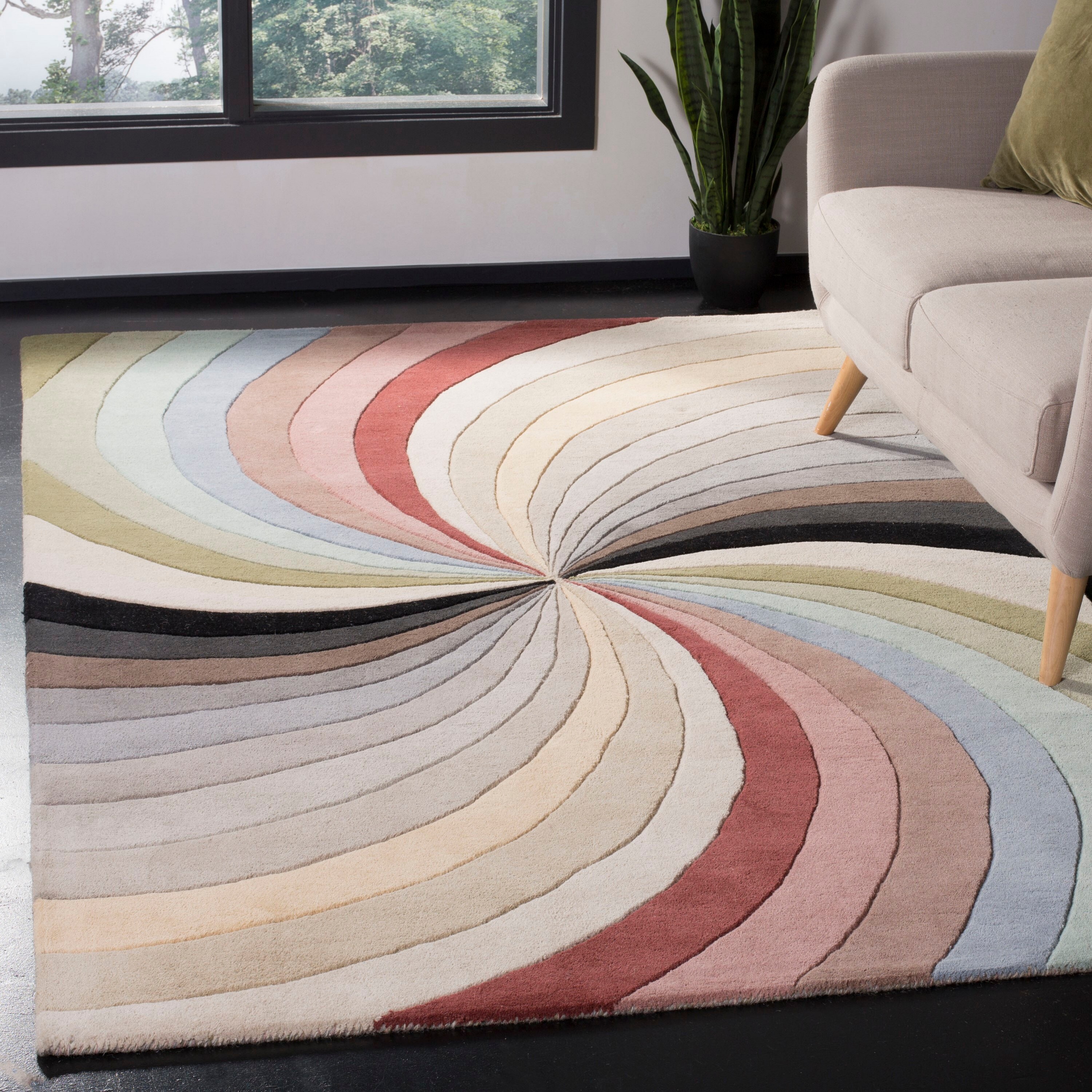 Handmade Tufted Rectangular Multi-Color Wool Area Rug