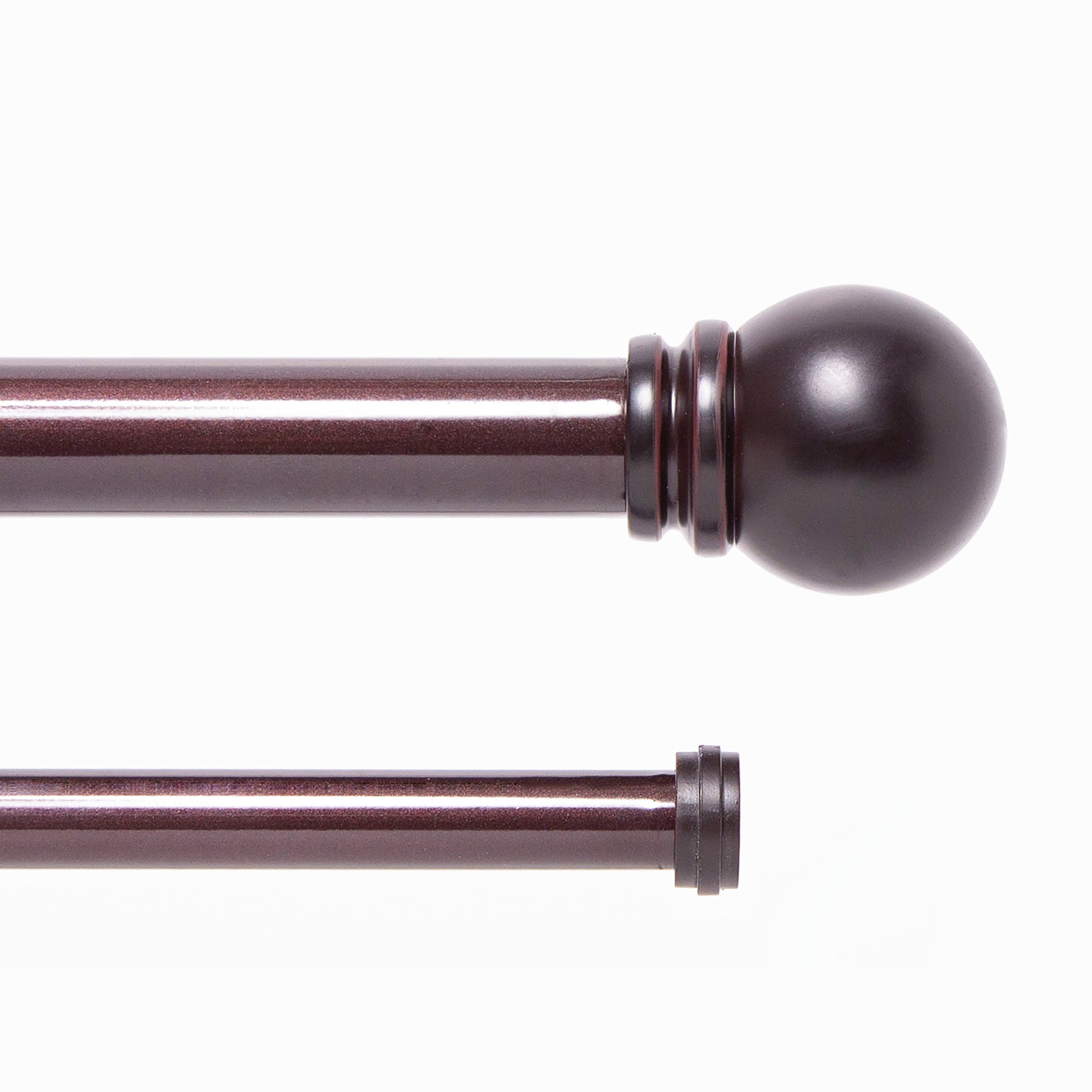 Kenney KN85062V1 Hamlin 66-in to 120-in Weathered Brown Steel Double curtain rod with Finials