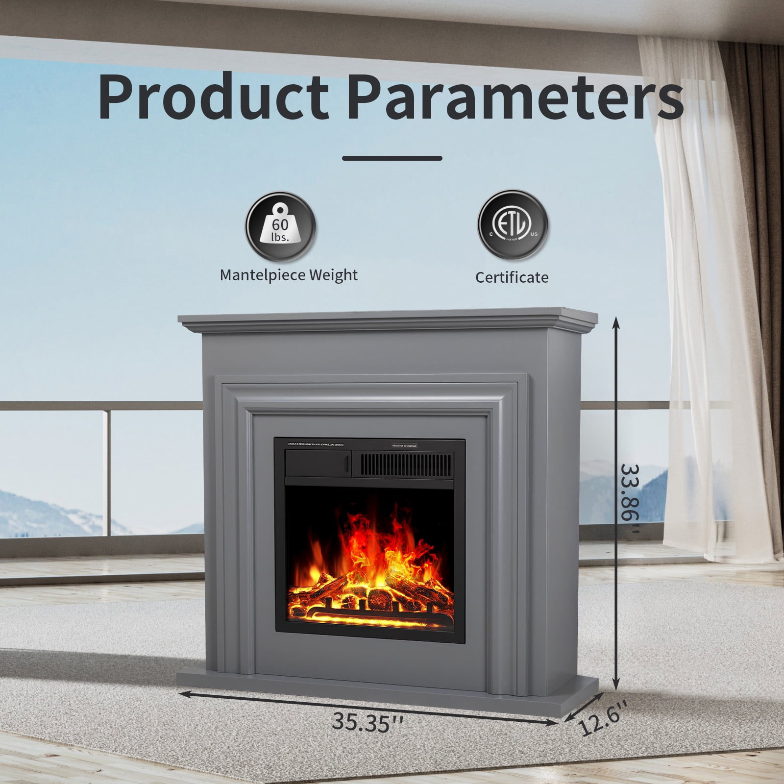 COWSAR M2303-LIGHTOAK Electric-Fireplaces - View #6
