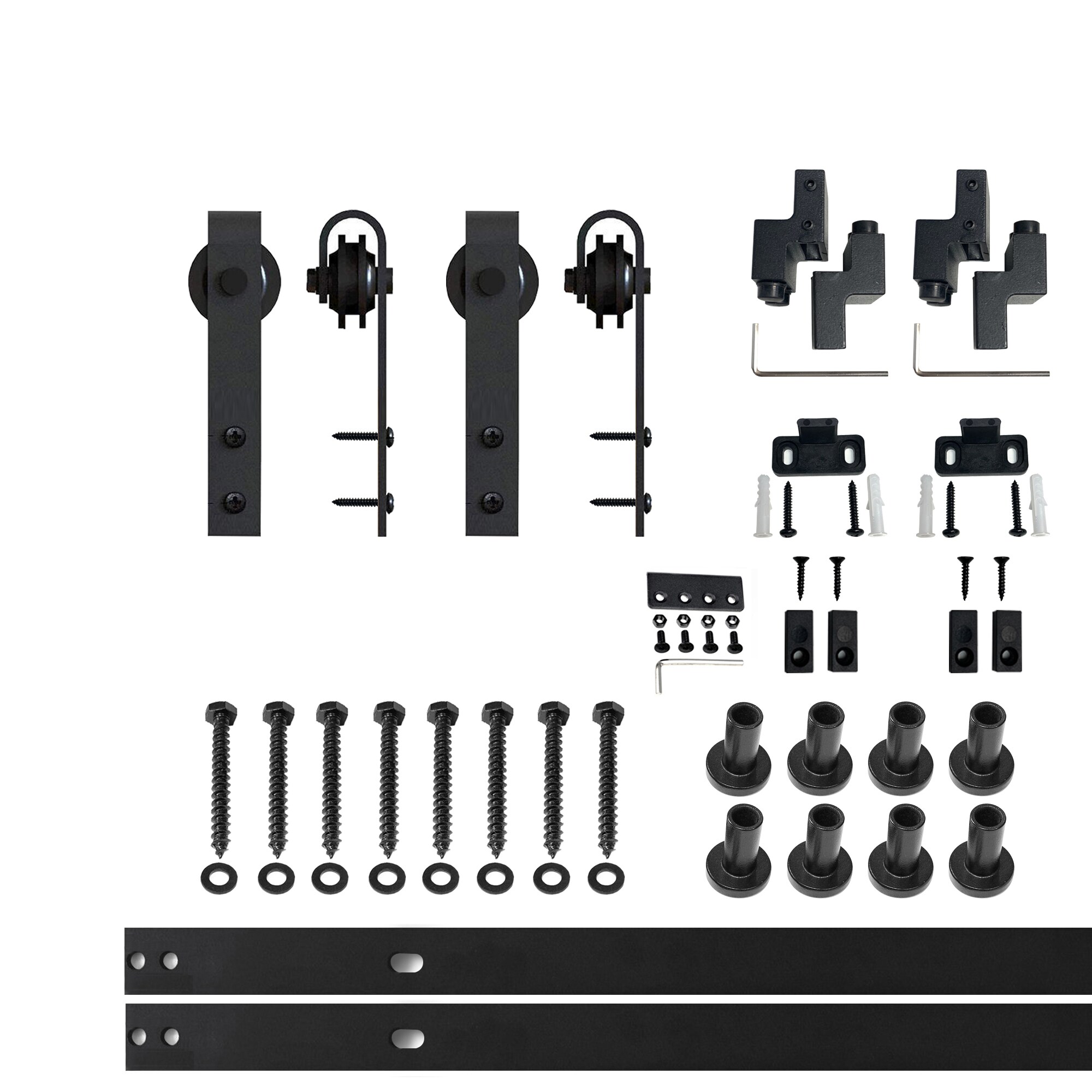 HOMACER 108-in Rustic Black Indoor I-strap Single Barn Door Hardware Kit ZT1TGH108C Sansujyuku sansujyuku.com