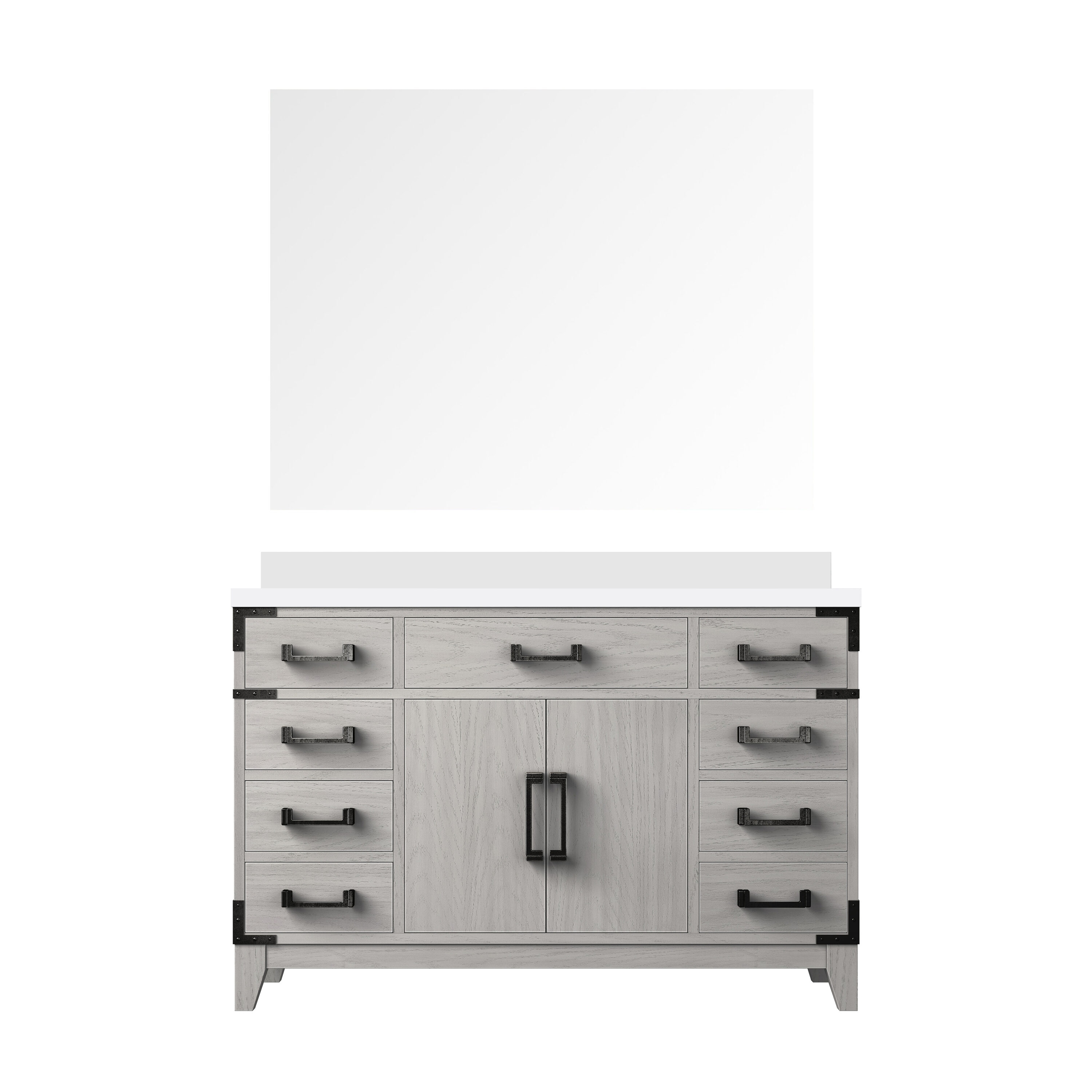 Lexora LVW48SM310 Wilton 48-in White Oak Undermount Single Sink Bathroom Vanity with White Cultured Marble Top (Mirror Included)